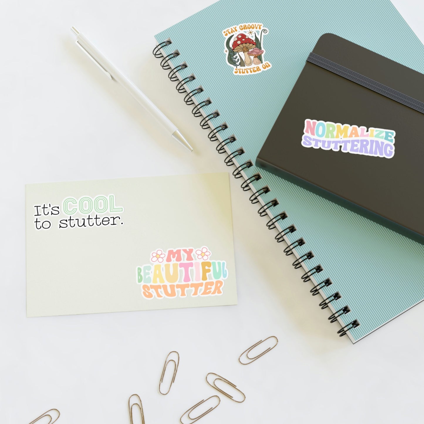 Four Stuttering Stickers Sticker Sheet, 4 x 6" or 8.5 x 11"