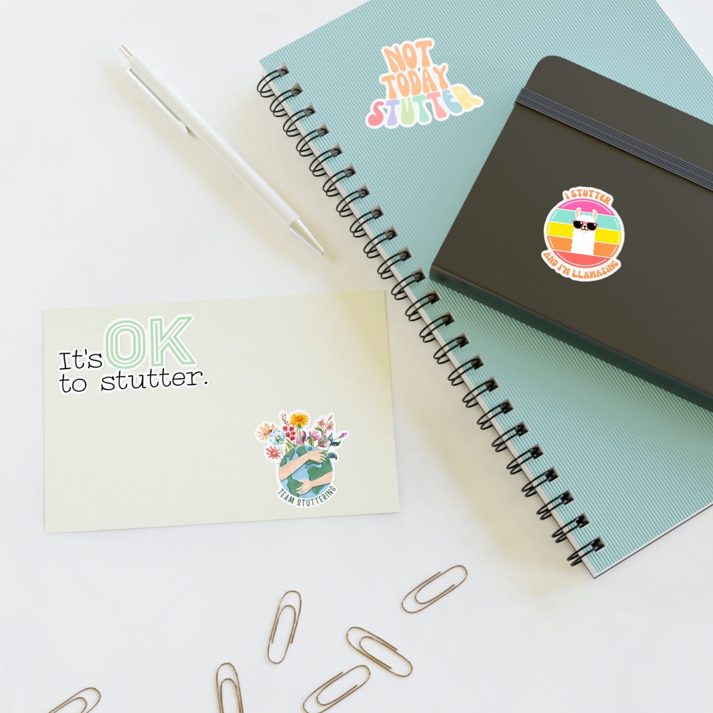 Four Stuttering Stickers Sticker Sheet, 4 x 6" or 8.5 x 11"