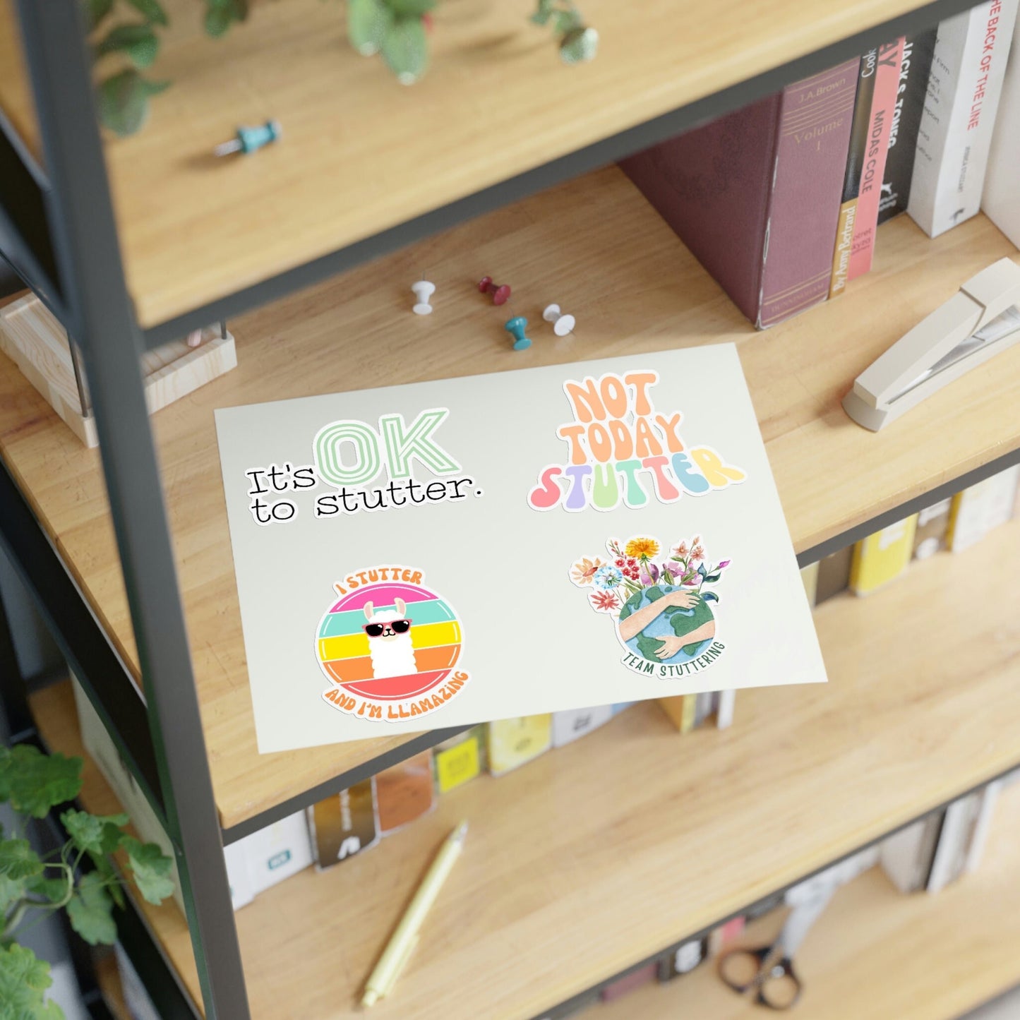 Four Stuttering Stickers Sticker Sheet, 4 x 6" or 8.5 x 11"