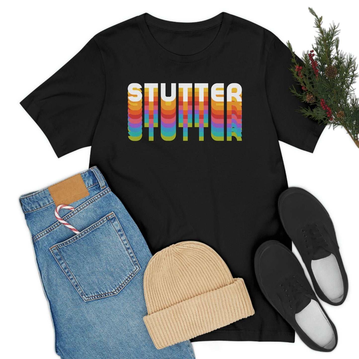 Stutter Rainbow Stagger Text Unisex T-Shirt