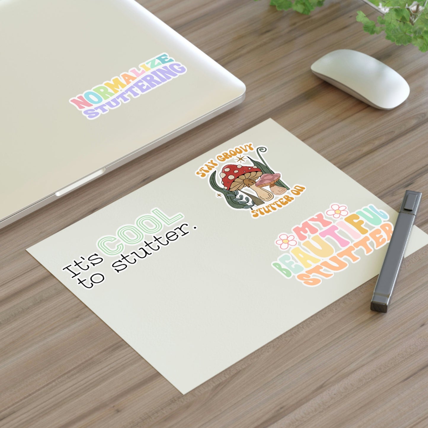 Four Stuttering Stickers Sticker Sheet, 4 x 6" or 8.5 x 11"