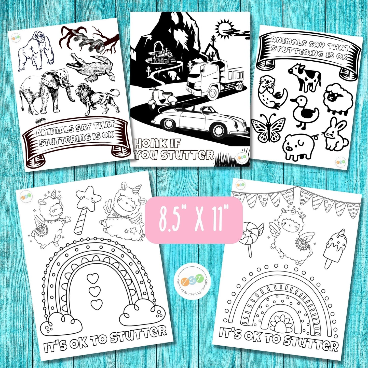 Digital Stuttering Positive Coloring Pages for SLP Stuttering Therapy