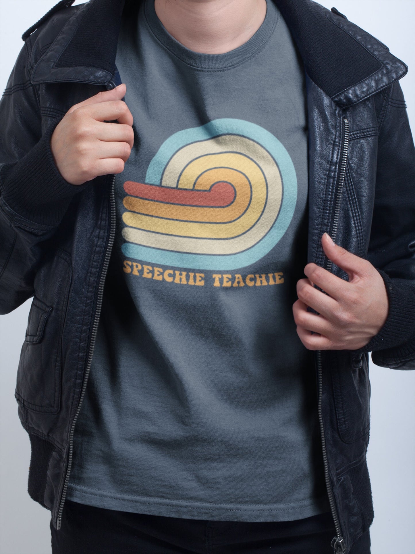 Speechie Teachie Pastel Retro Sun Shirt Gift for SLP