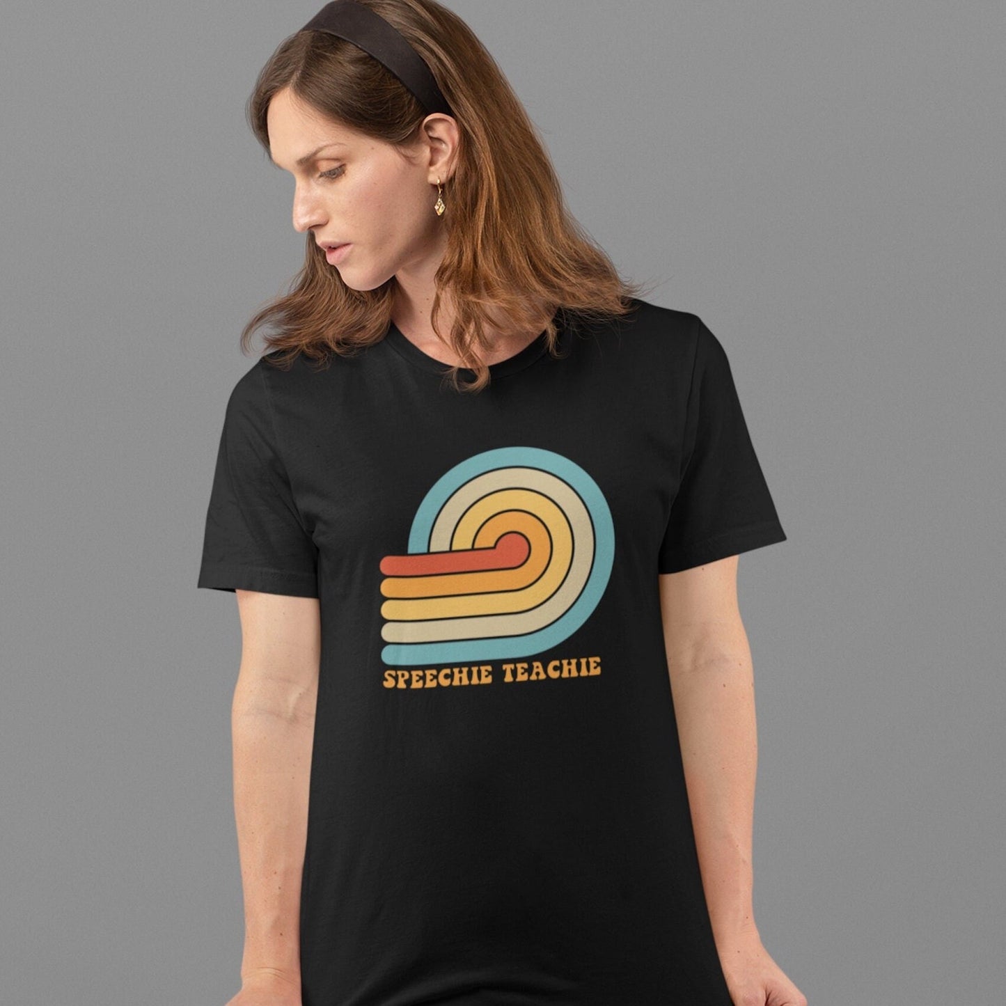 Speechie Teachie Pastel Retro Sun Shirt Gift for SLP