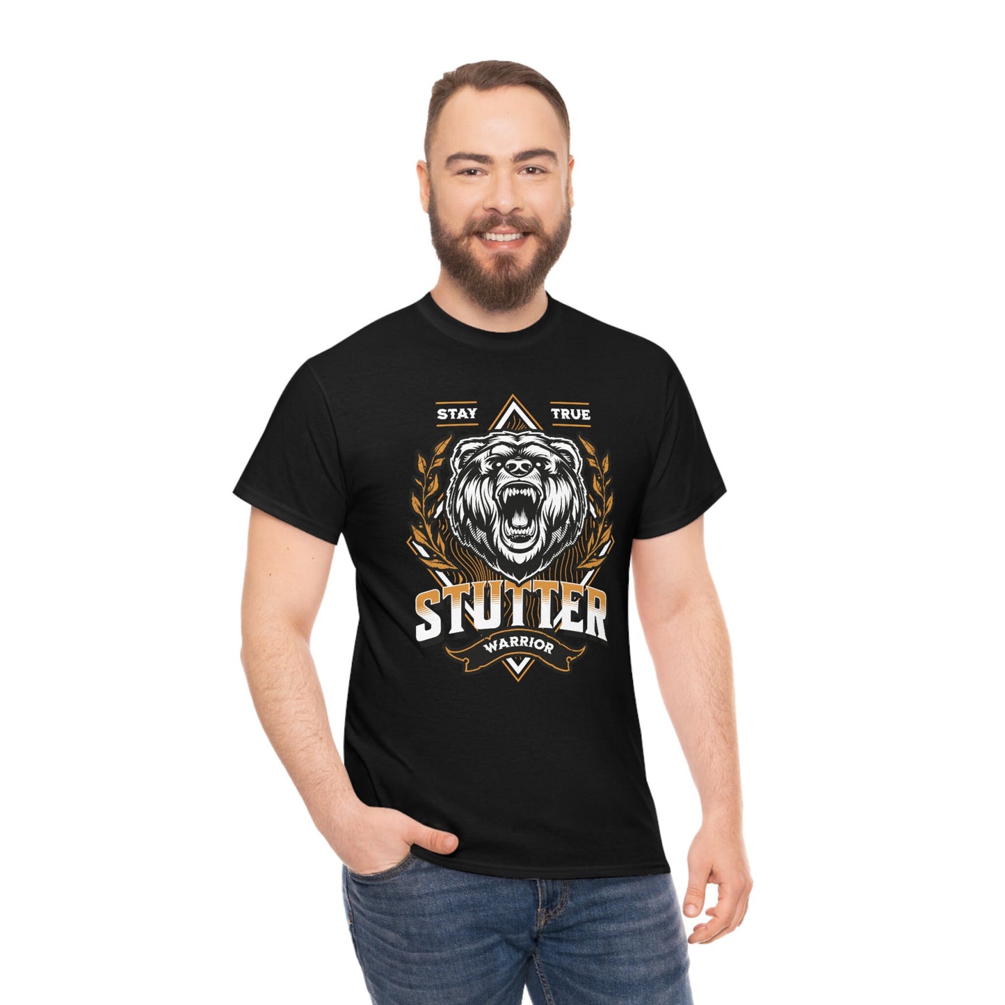 Stutter Warrior Bear Unisex Heavy Cotton T-shirt