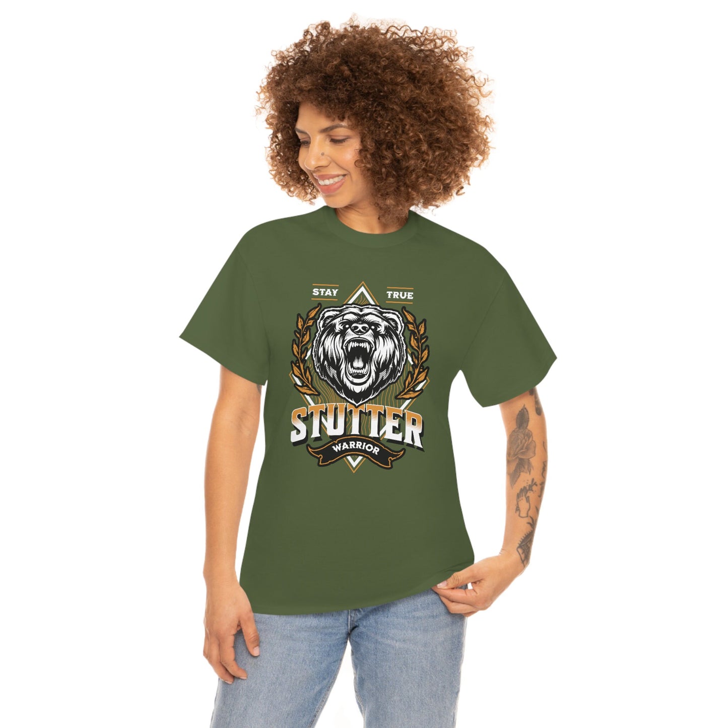 Stutter Warrior Bear Unisex Heavy Cotton T-shirt