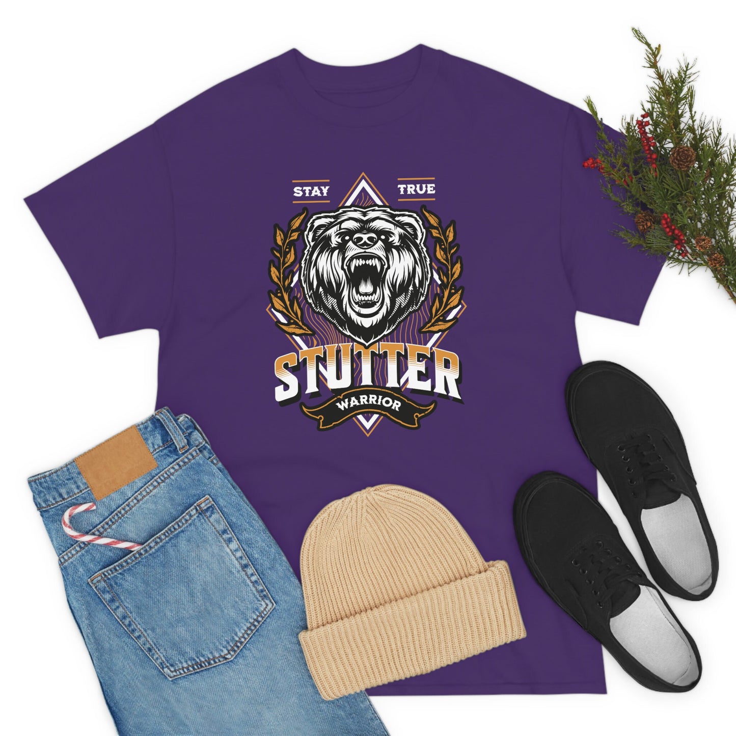 Stutter Warrior Bear Unisex Heavy Cotton T-shirt