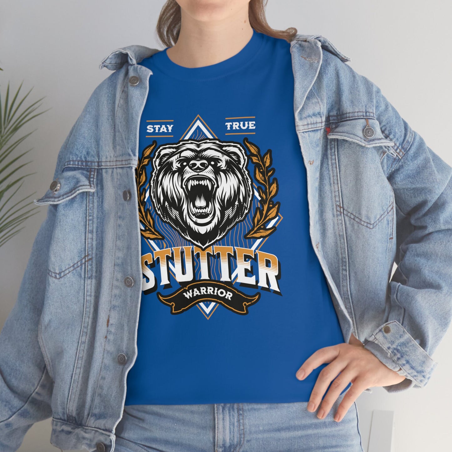 Stutter Warrior Bear Unisex Heavy Cotton T-shirt