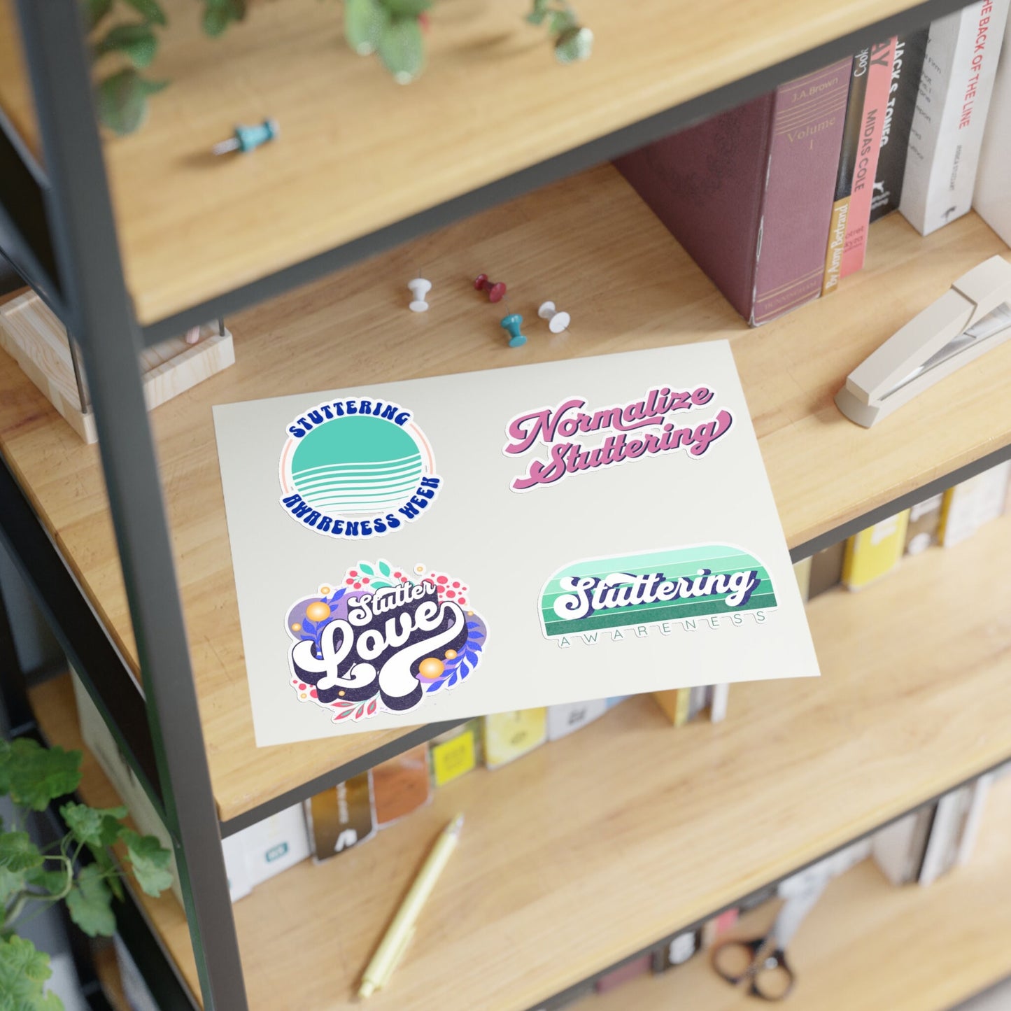 Four Stuttering Awareness Stickers on 8.5 x 11" or 4 x 6" Sheet