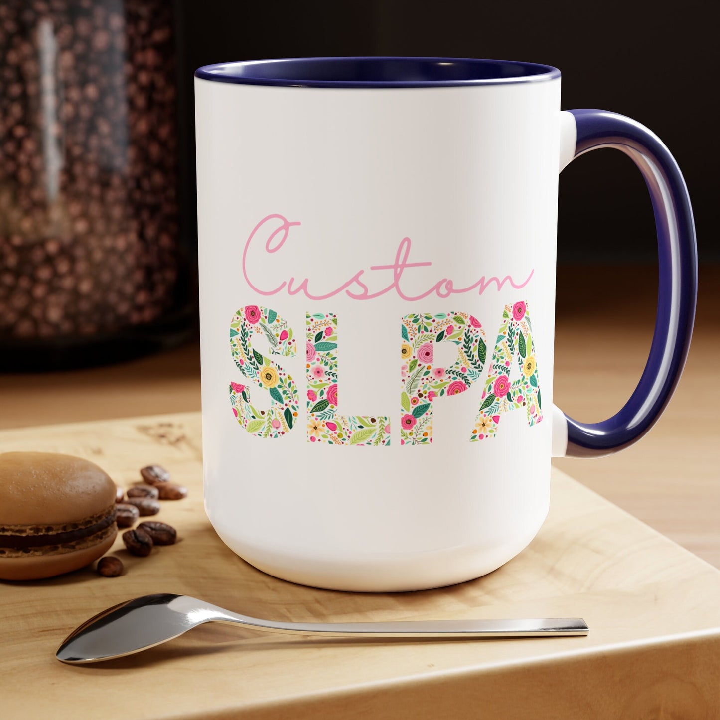 Custom Name Floral SLPA 15oz Two-Tone Mug