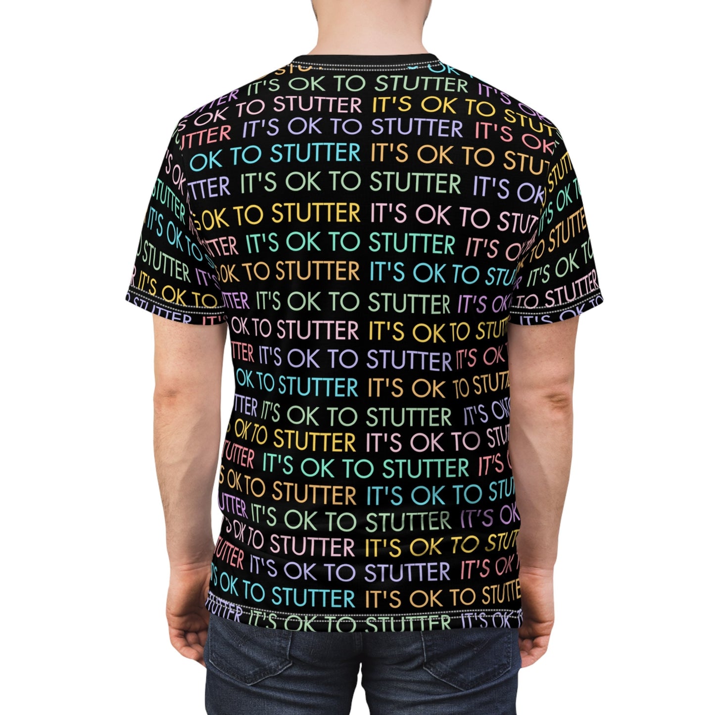 It's OK to Stutter Allover Print Multicolor Unisex Tshirt