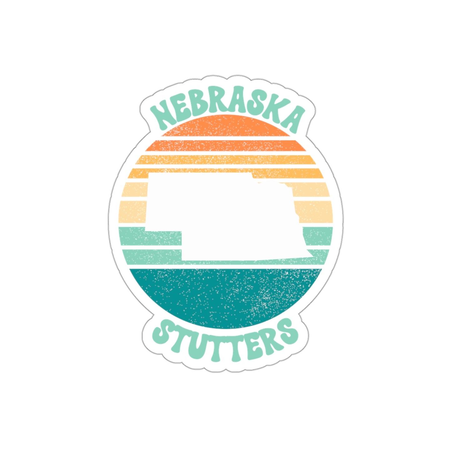 Nebraska Stutters Retro Sun Sticker, 3", 4", 5" or 6"