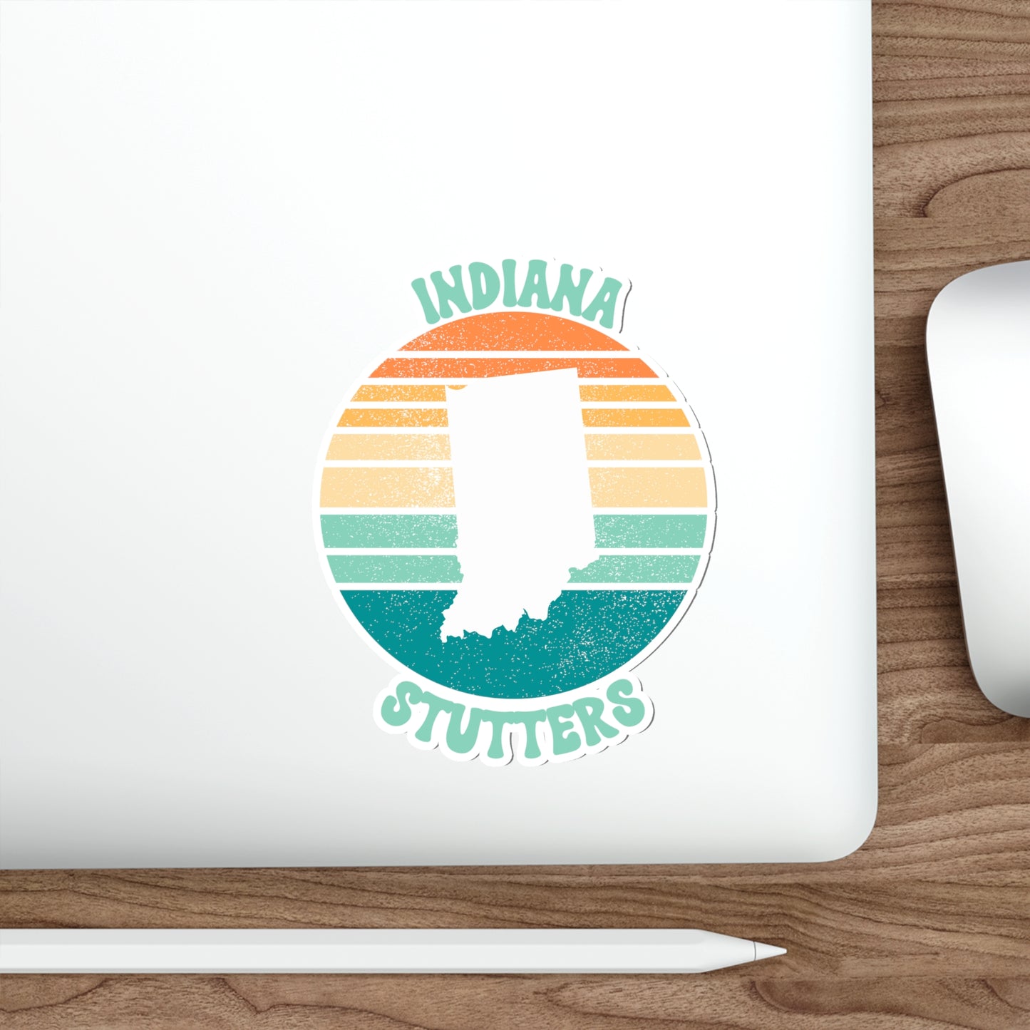 Indiana Stutters Retro Sun Sticker, 3", 4", 5" or 6"