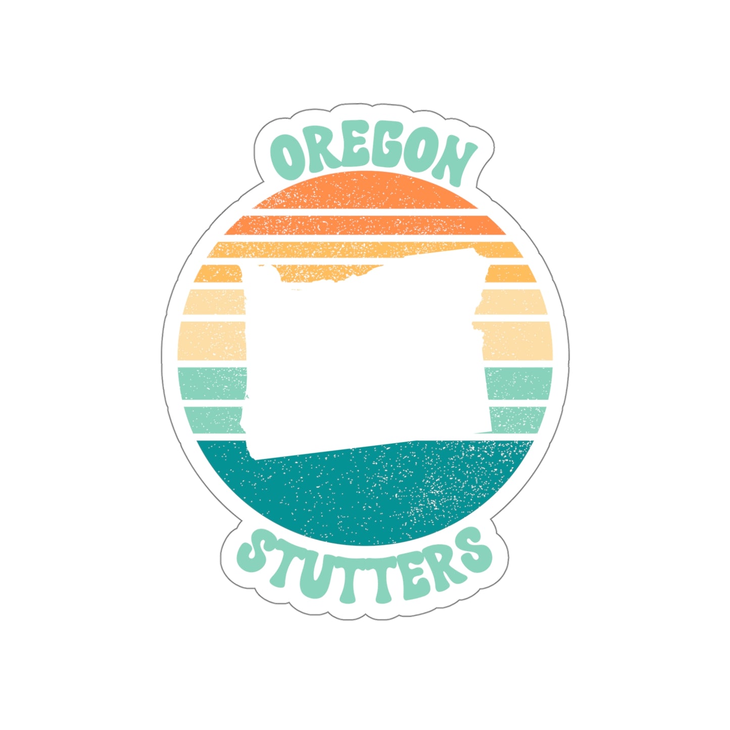 Oregon Stutters Retro Sun Sticker, 3", 4", 5" or 6"