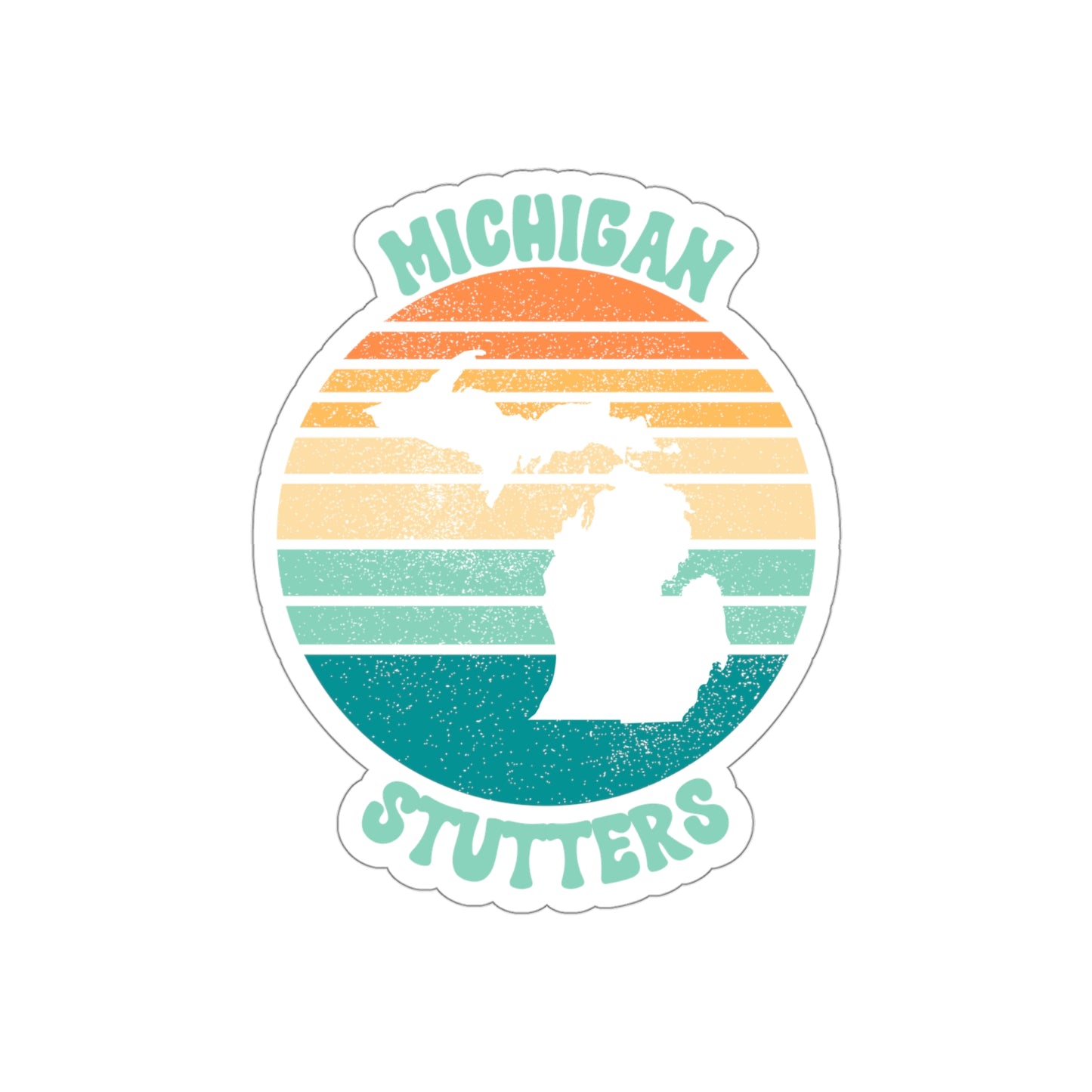 Michigan Stutters Retro Sun Sticker, 3", 4", 5" or 6"