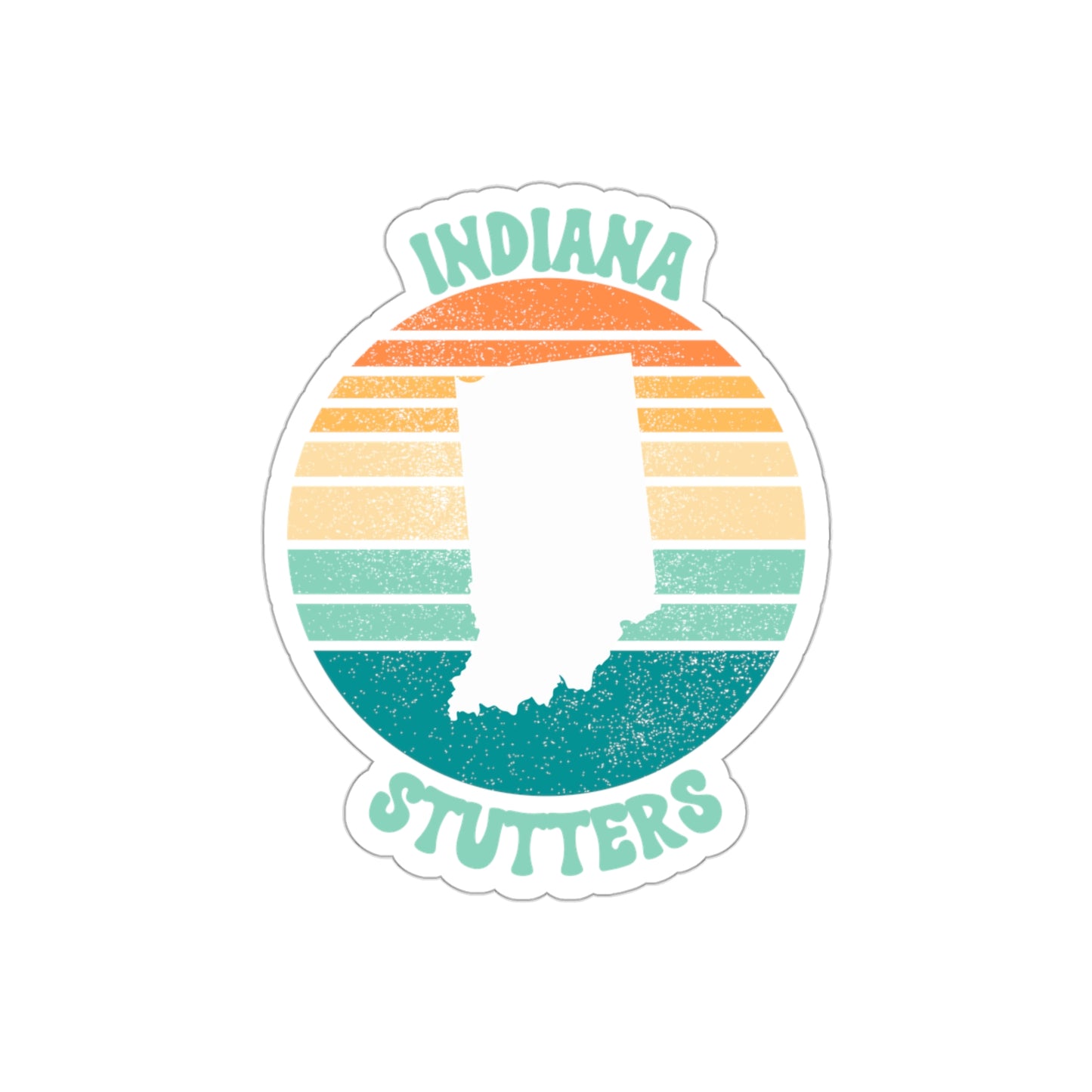 Indiana Stutters Retro Sun Sticker, 3", 4", 5" or 6"
