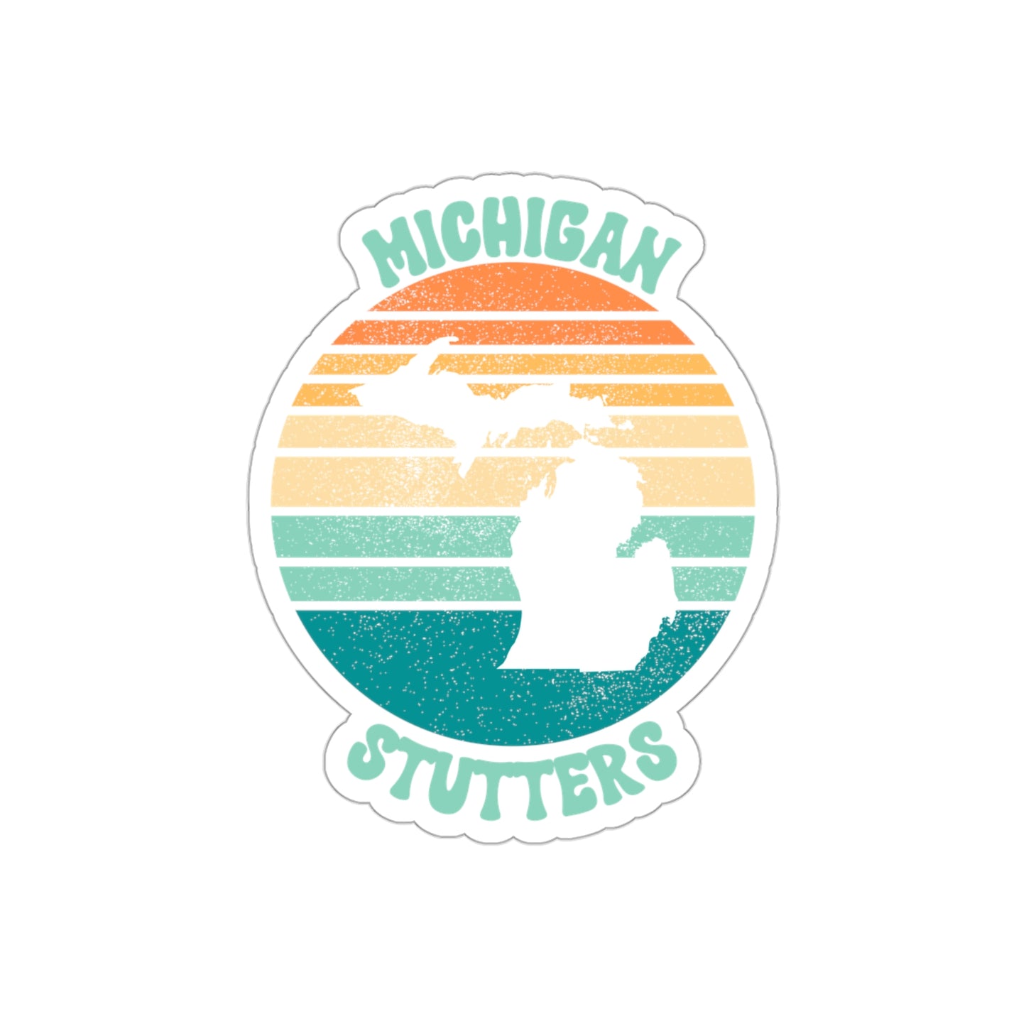 Michigan Stutters Retro Sun Sticker, 3", 4", 5" or 6"