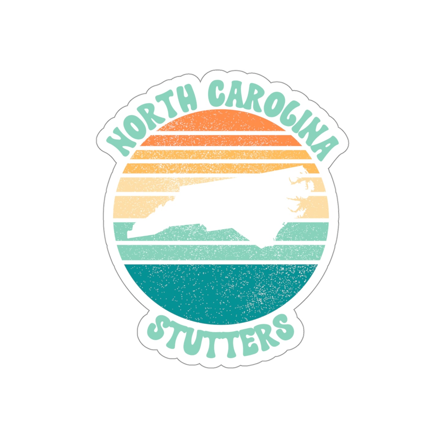 North Carolina Stutters Retro Sun Sticker, 3", 4", 5" or 6"