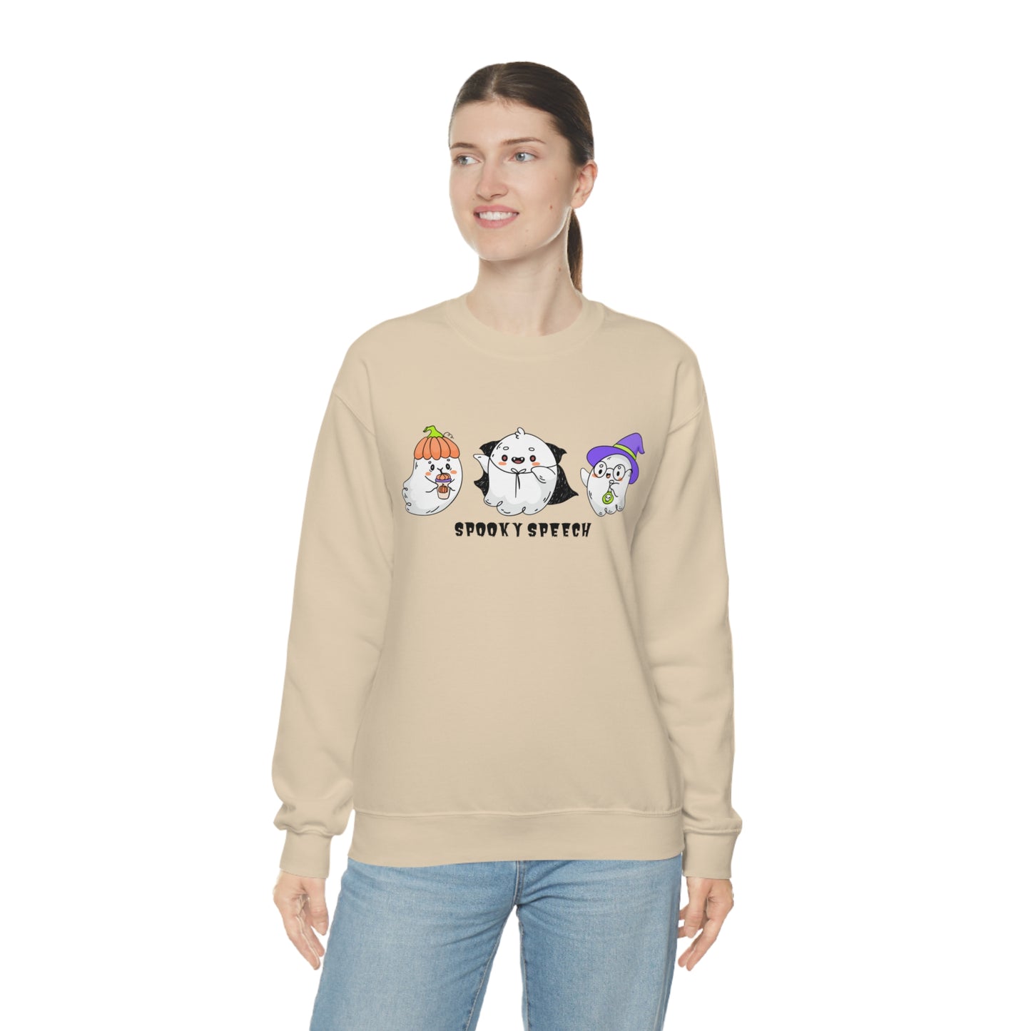 Spooky Speech Cute Ghosts Halloween Sweatshirt for SLP or SLPA