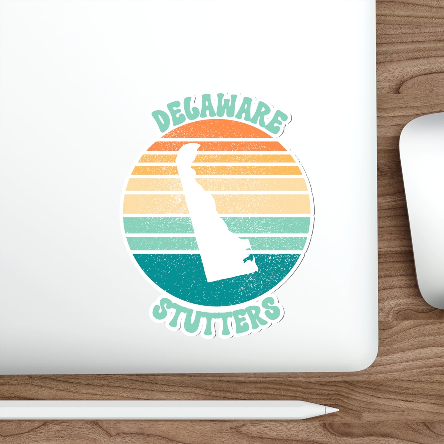 Delaware Stutters Retro Sun Sticker, 3", 4", 5" or 6"