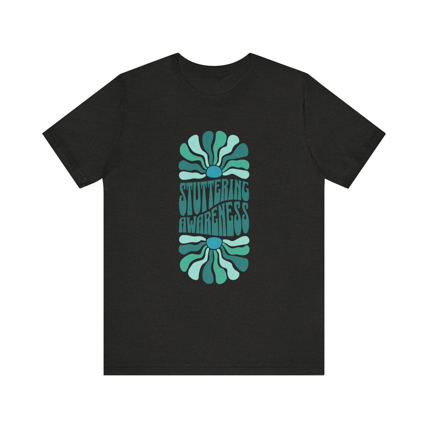 Sea Green Stuttering Awareness Retro Sun Tshirt