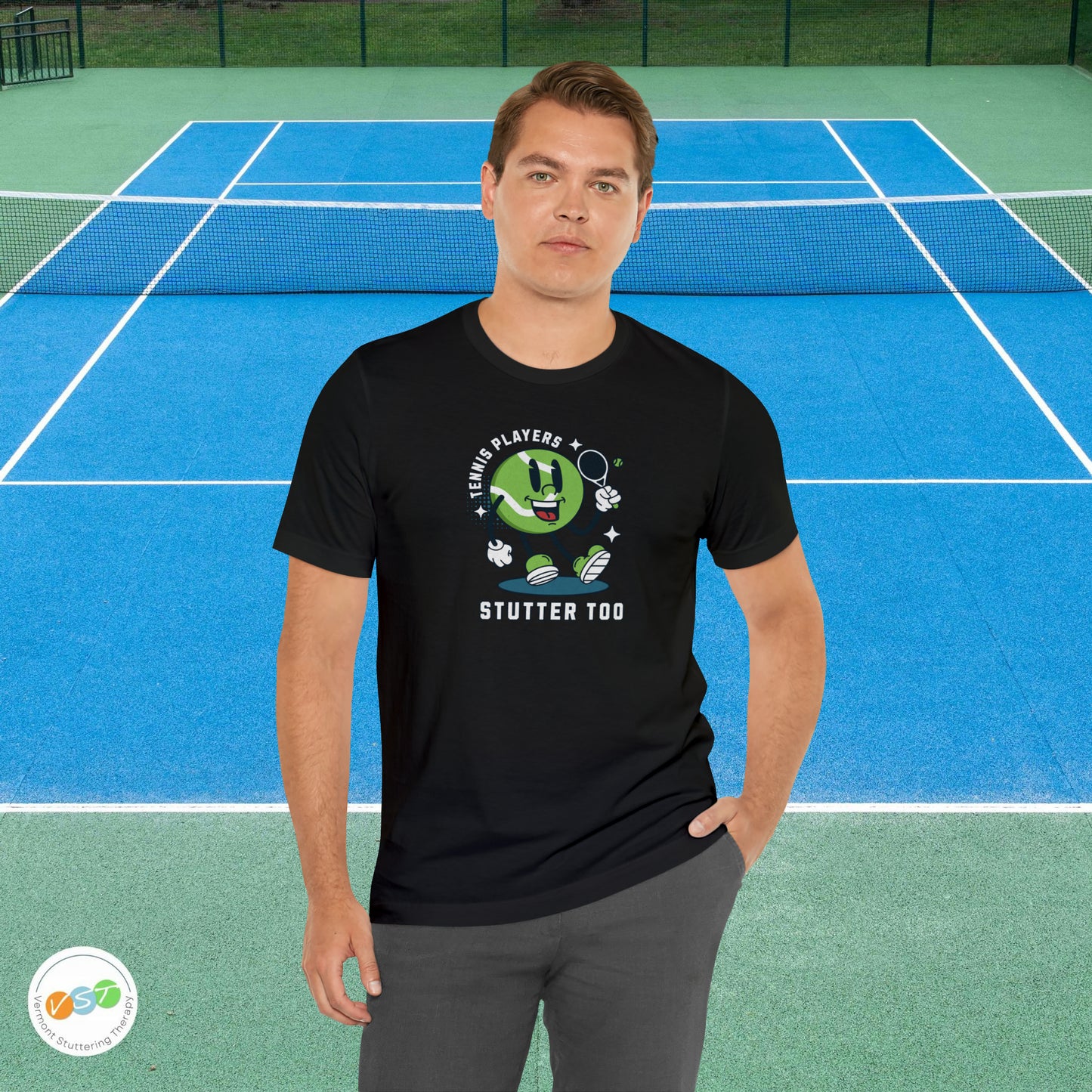 Tennis Players Stutter Too Retro Tennis T-shirt