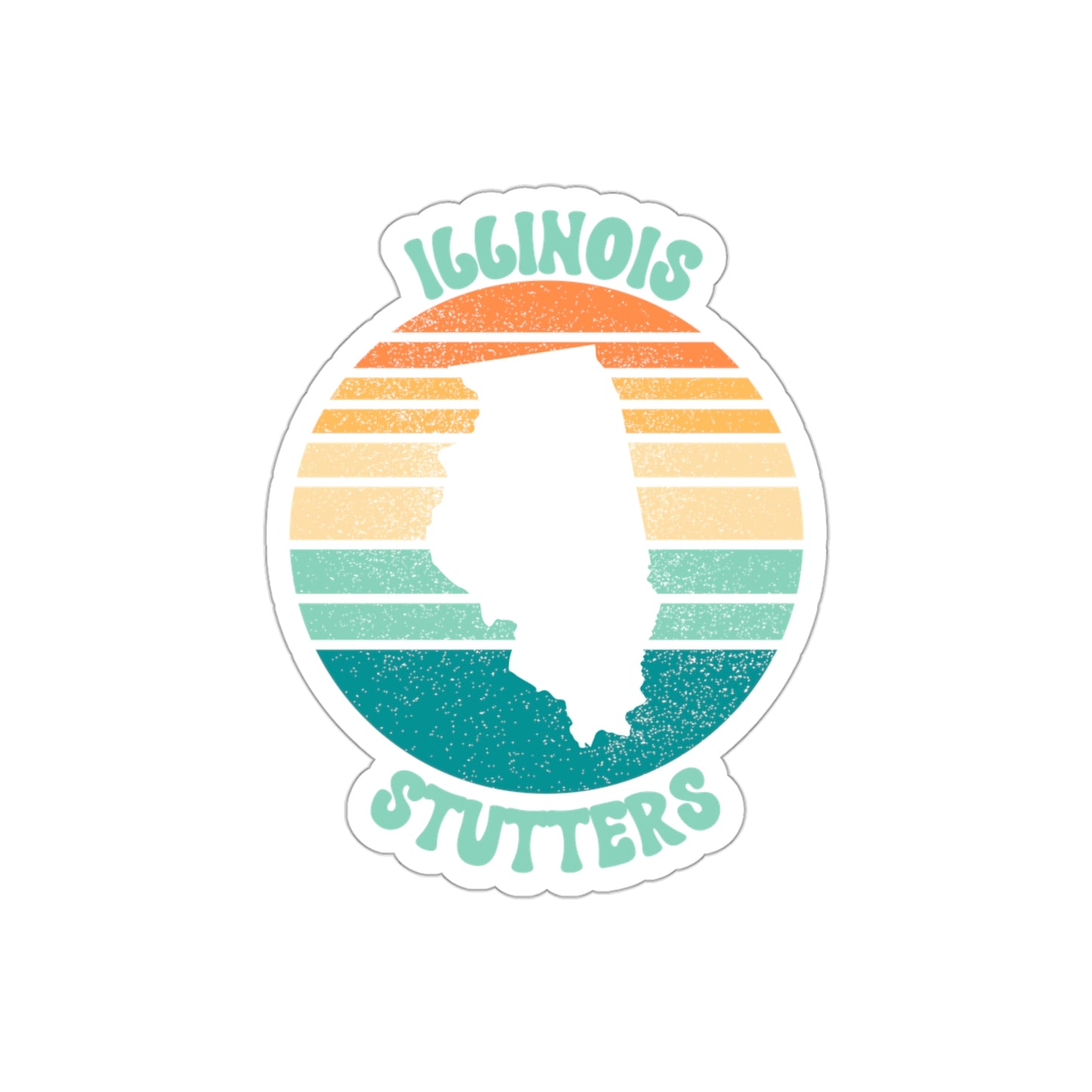 Illinois Stutters Retro Sun Sticker, 3", 4", 5" or 6"