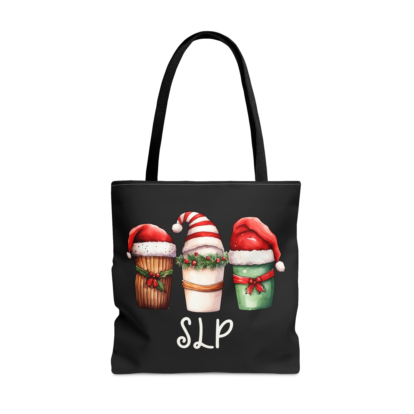 SLP Black Christmas Tote with Coffee & Santa Hat