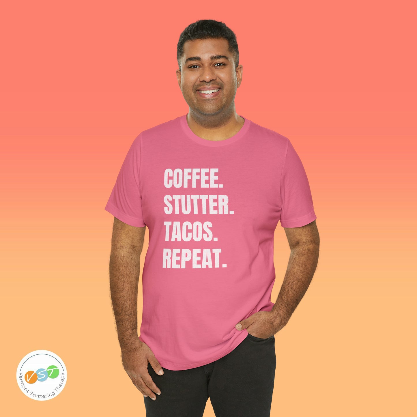 Coffee. Stutter. Tacos. Repeat. T-shirt