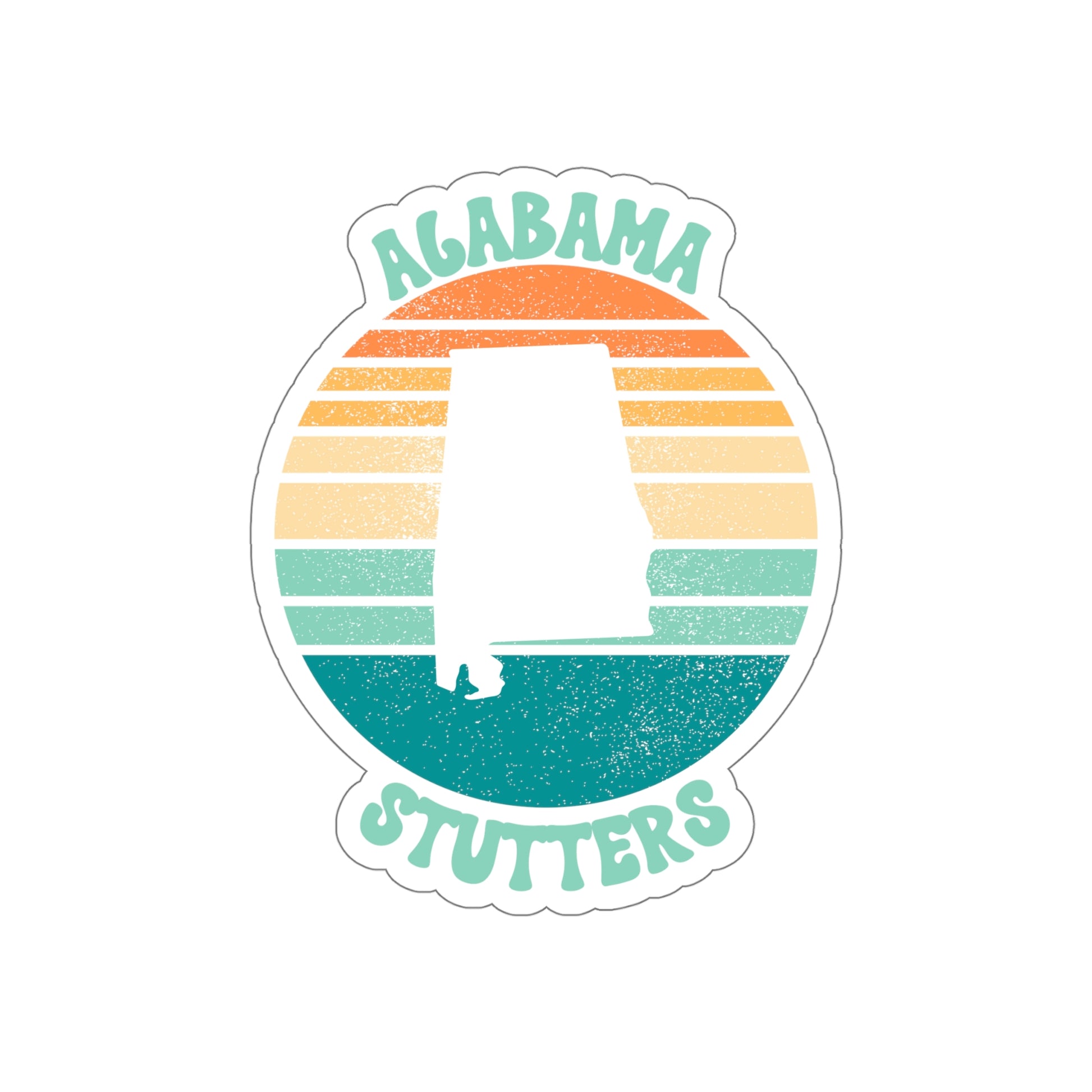 Alabama Stutters Retro Sun Sticker, 3", 4", 5" or 6"