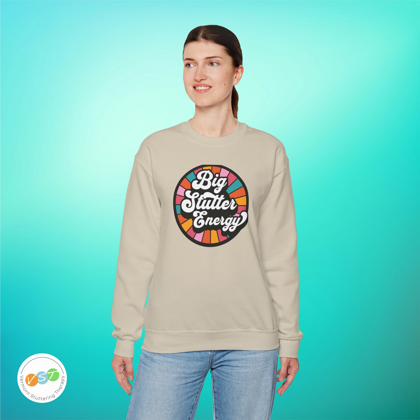 Big Stutter Energy Funny Retro Stuttering Crewneck Sweatshirt