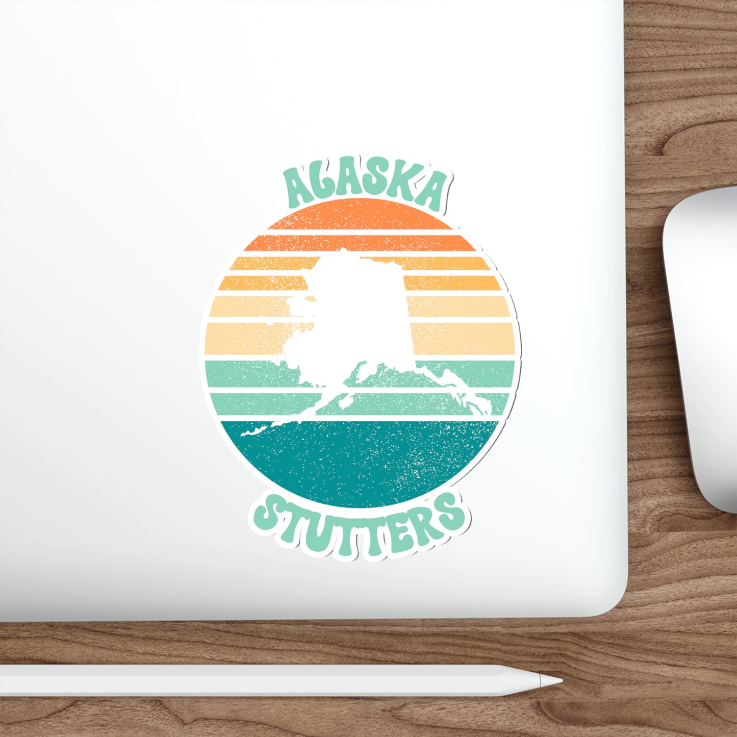 Alaska Stutters Retro Sun Sticker, 3", 4", 5" or 6"