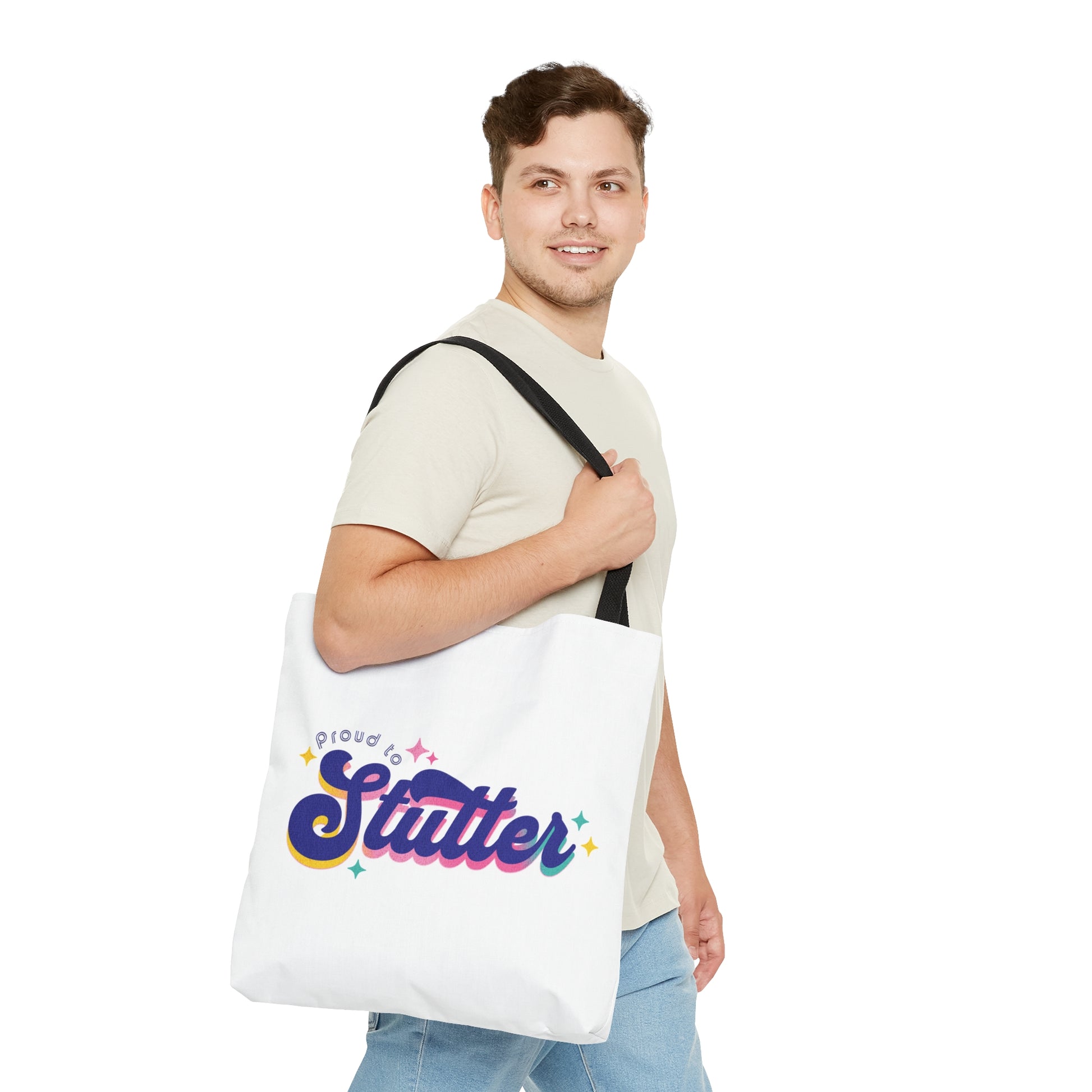 Proud to Stutter Tote Bag Gift for Person Who Stutters, Retro Normalize Stuttering Bag PWS, OK to Stutter Stuttering Awareness Canvas Bag