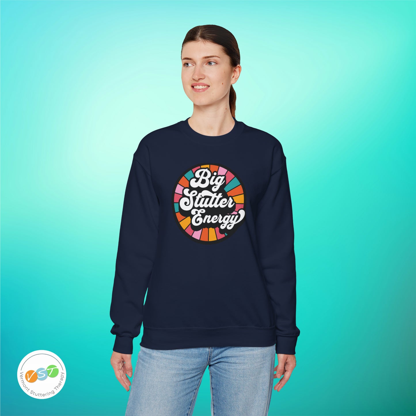 Big Stutter Energy Funny Retro Stuttering Crewneck Sweatshirt