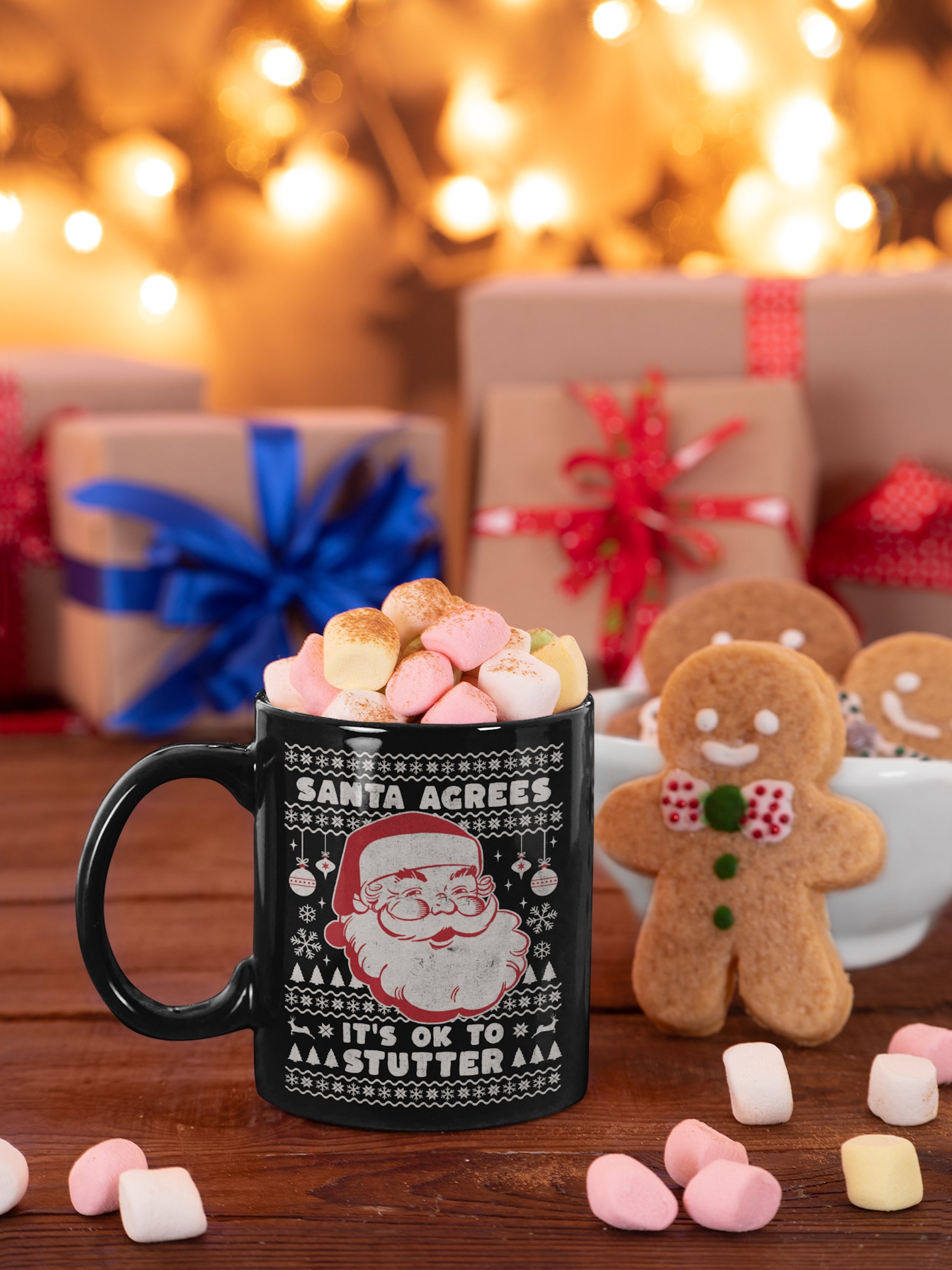 Santa Agrees It's OK to Stutter Christmas Coffee Mug