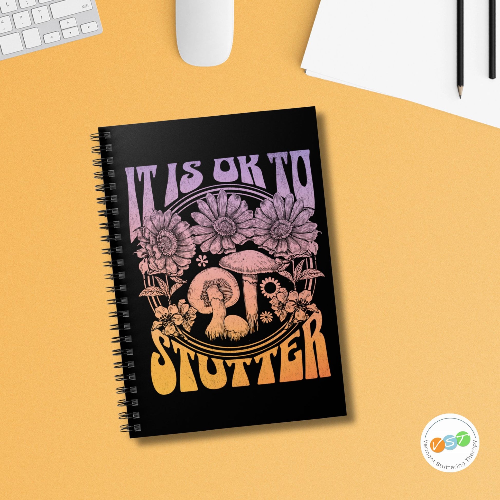 It's OK to Stutter Groovy Mushroom Notebook