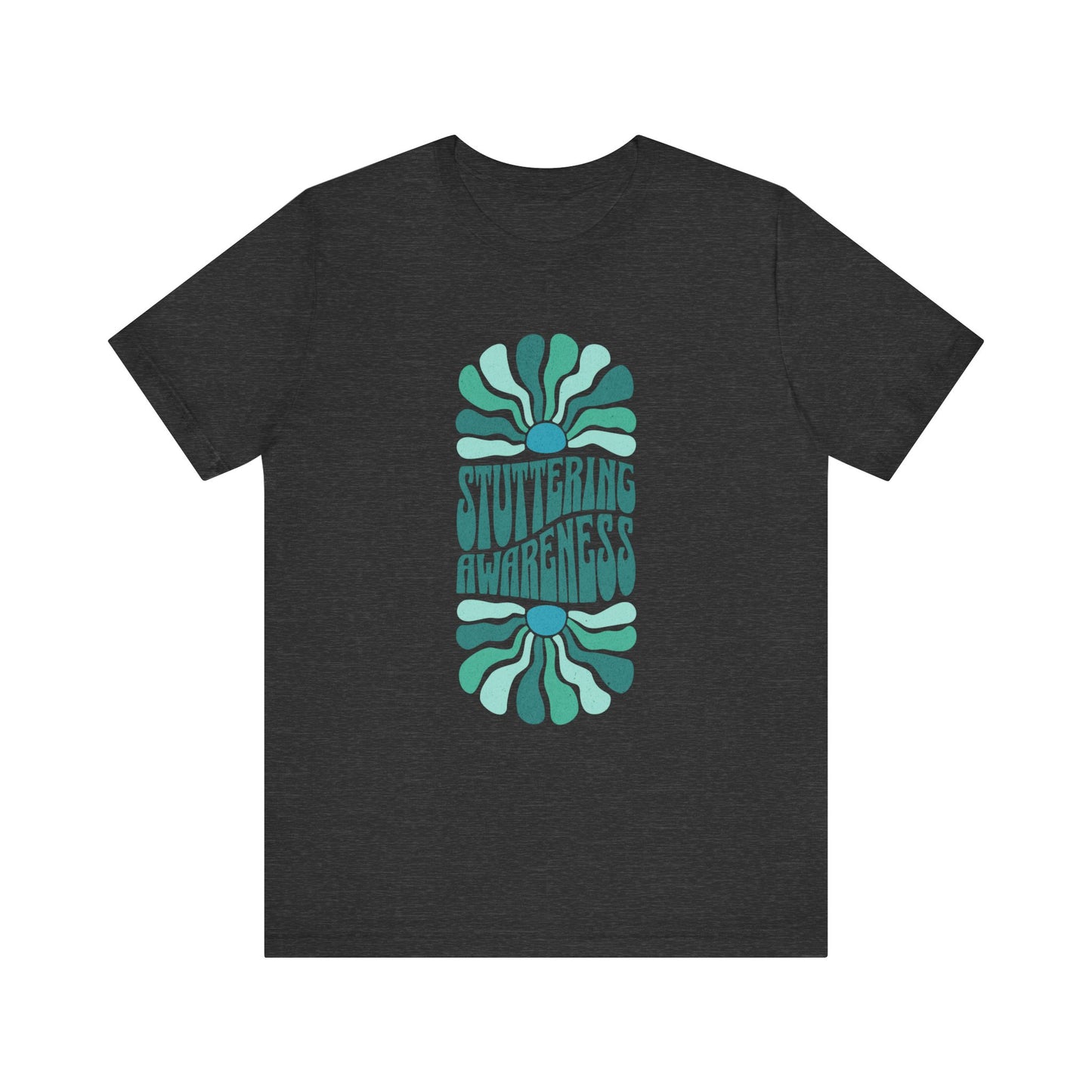 Sea Green Stuttering Awareness Retro Sun Tshirt