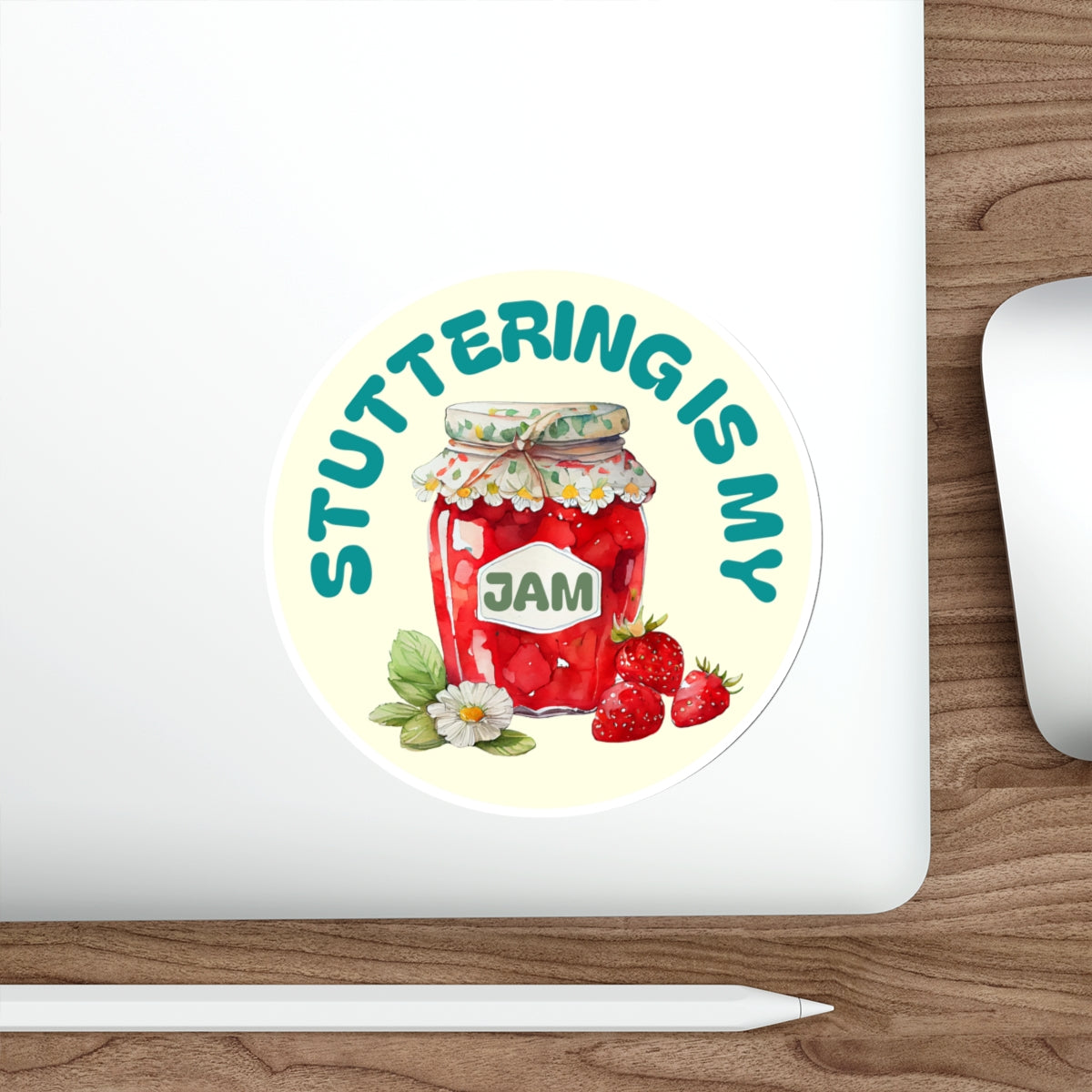 Stuttering is my Jam Sticker Gift for Person Who Stutters, Cute Strawberry Stuttering Awareness Gift Sticker PWS, Stuttering Vinyl Sticker