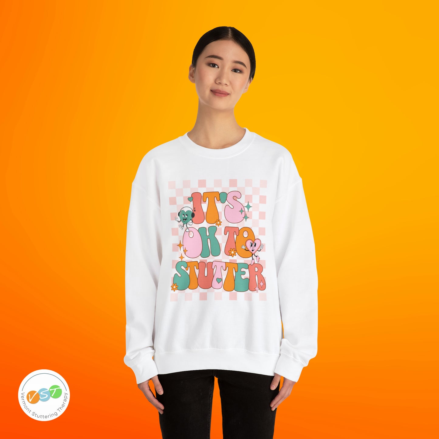 It's OK to Stutter Groovy Bubble Text Sweatshirt