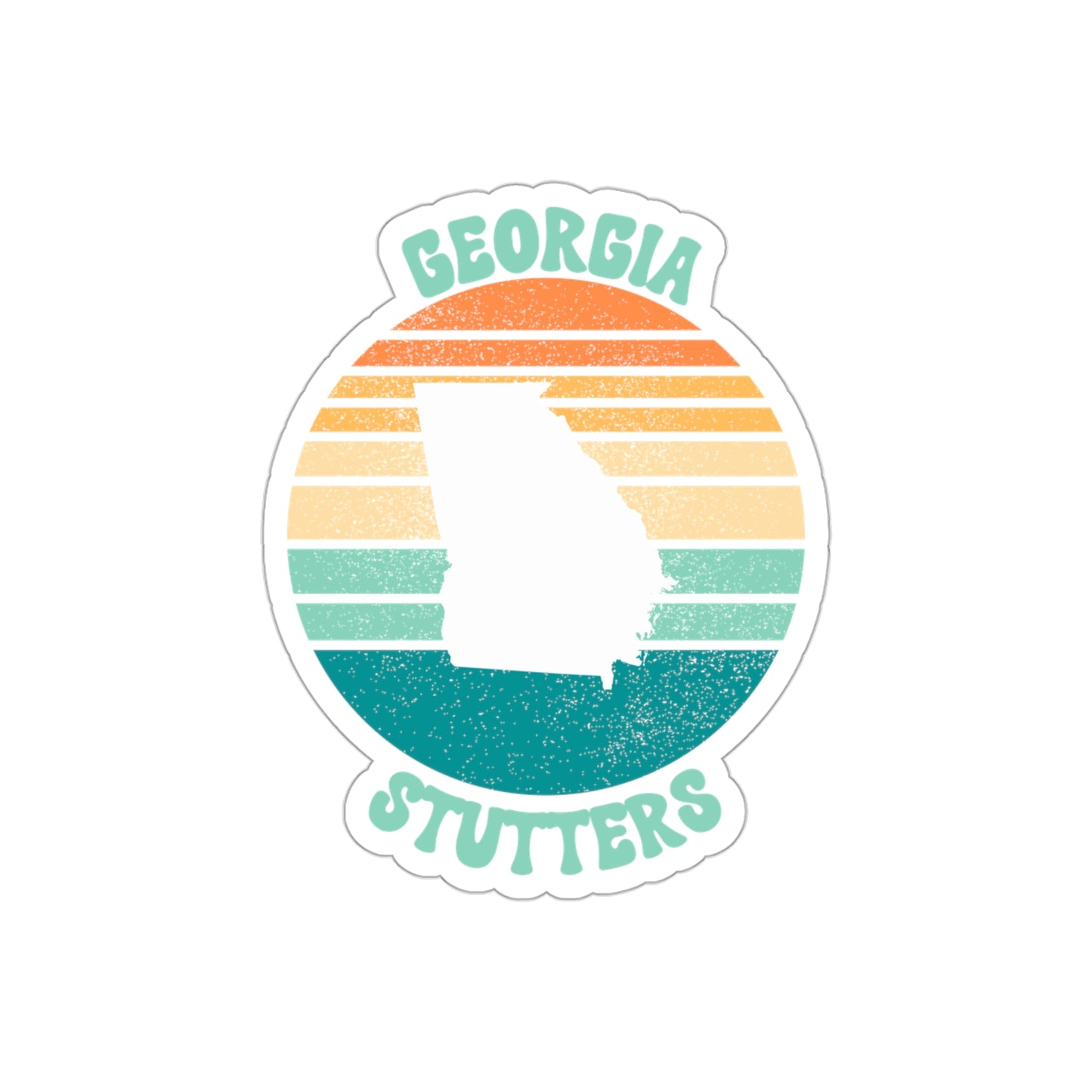 Georgia Stutters Retro Sun Sticker, 3", 4", 5" or 6"