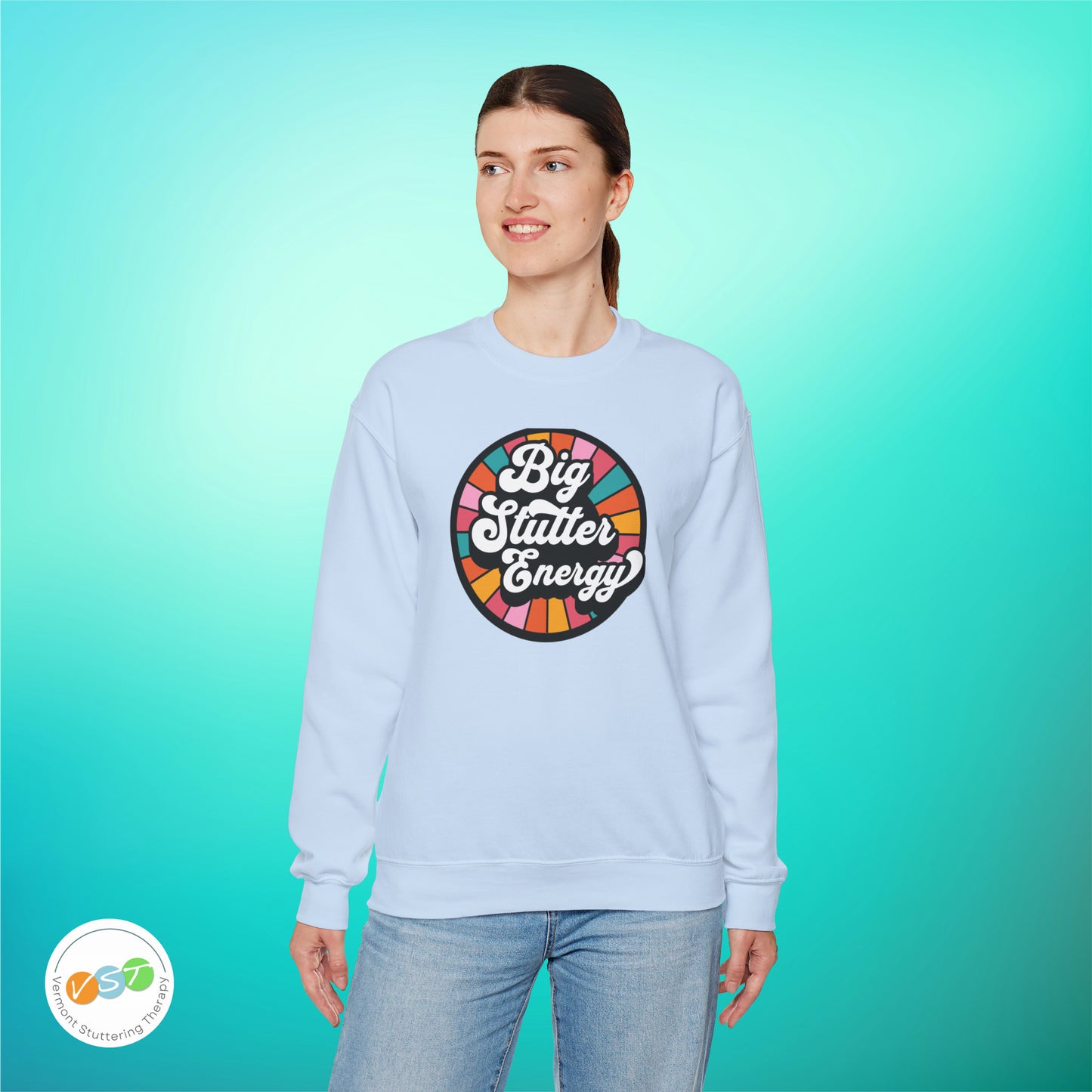 Big Stutter Energy Funny Retro Stuttering Crewneck Sweatshirt