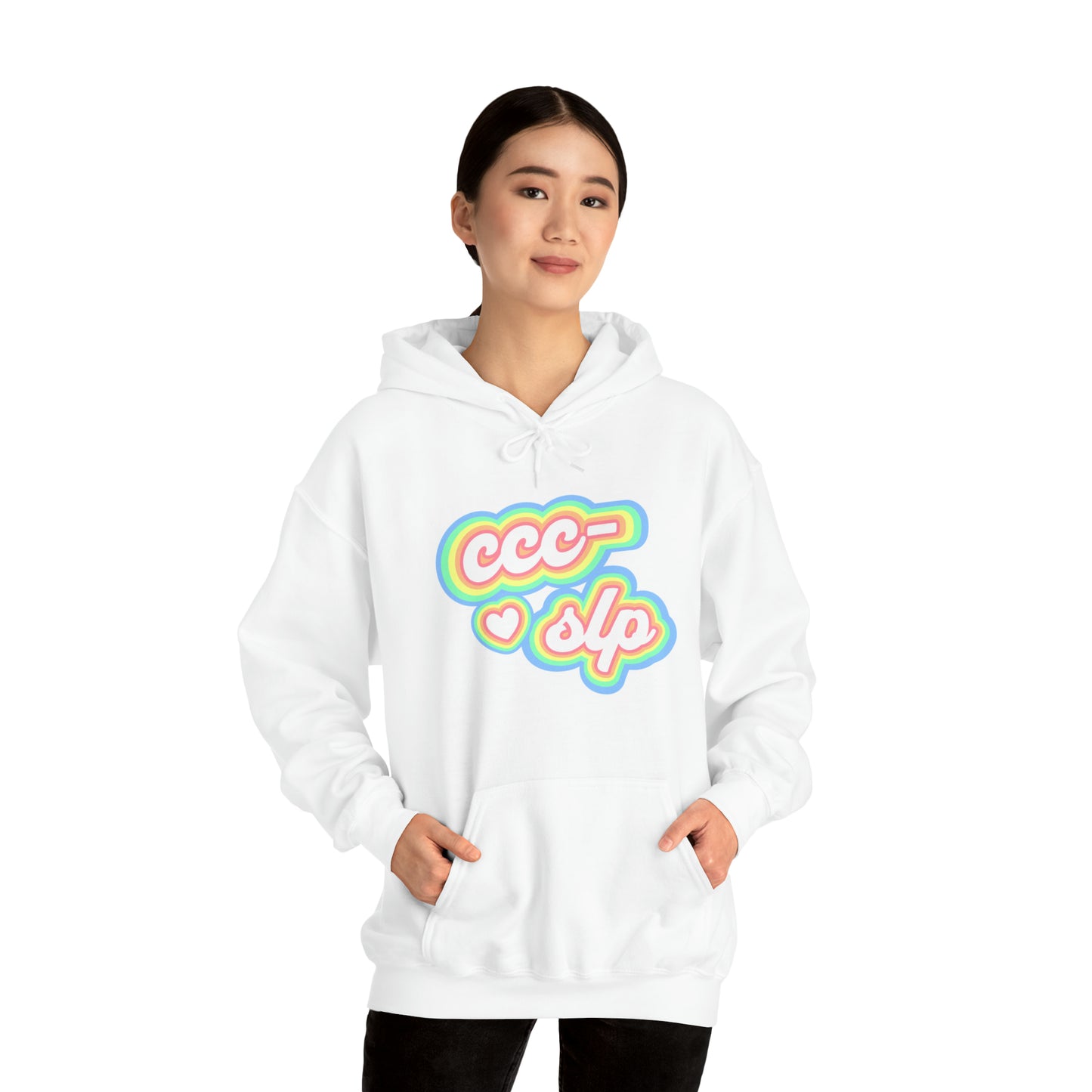 CCC-SLP Pastel Retro Unisex Hooded Sweatshirt for Speech Pathologist