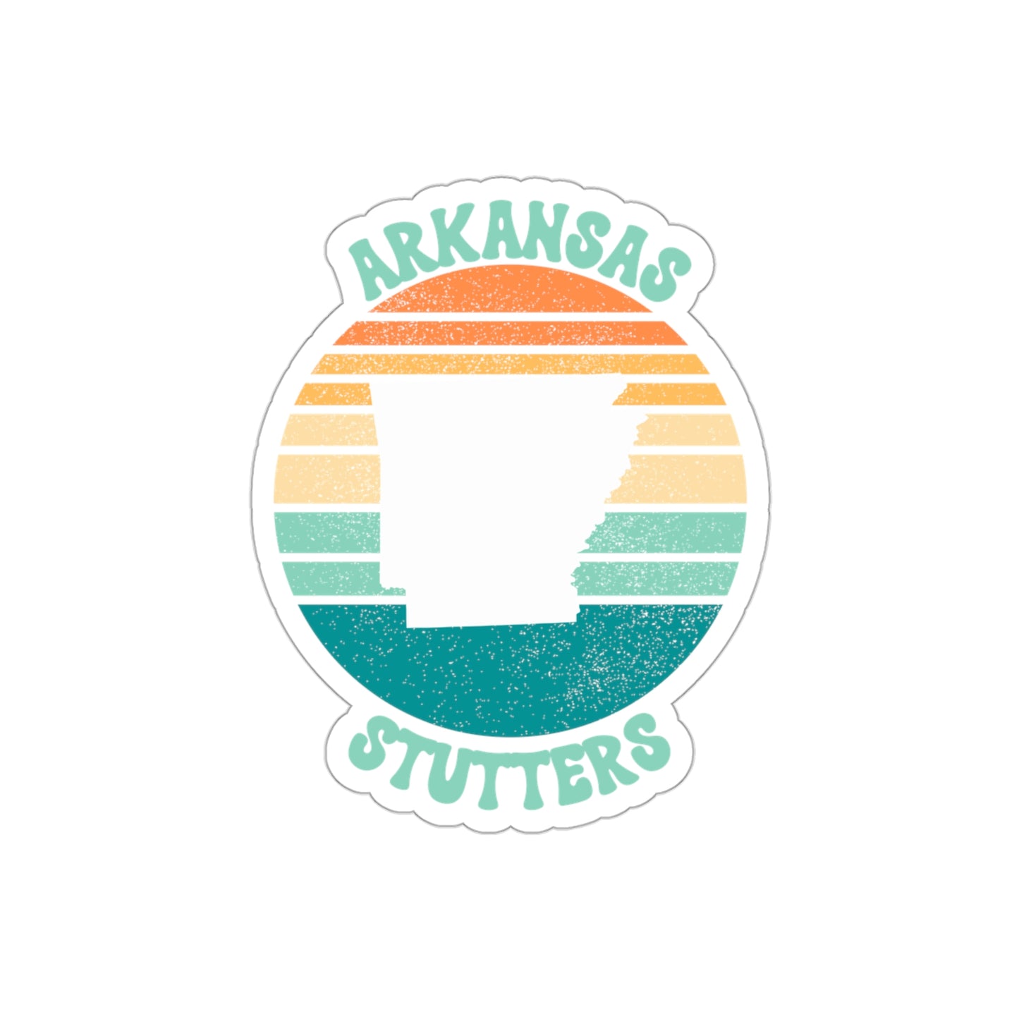 Arkansas Stutters Retro Sun Sticker, 3", 4", 5" or 6"