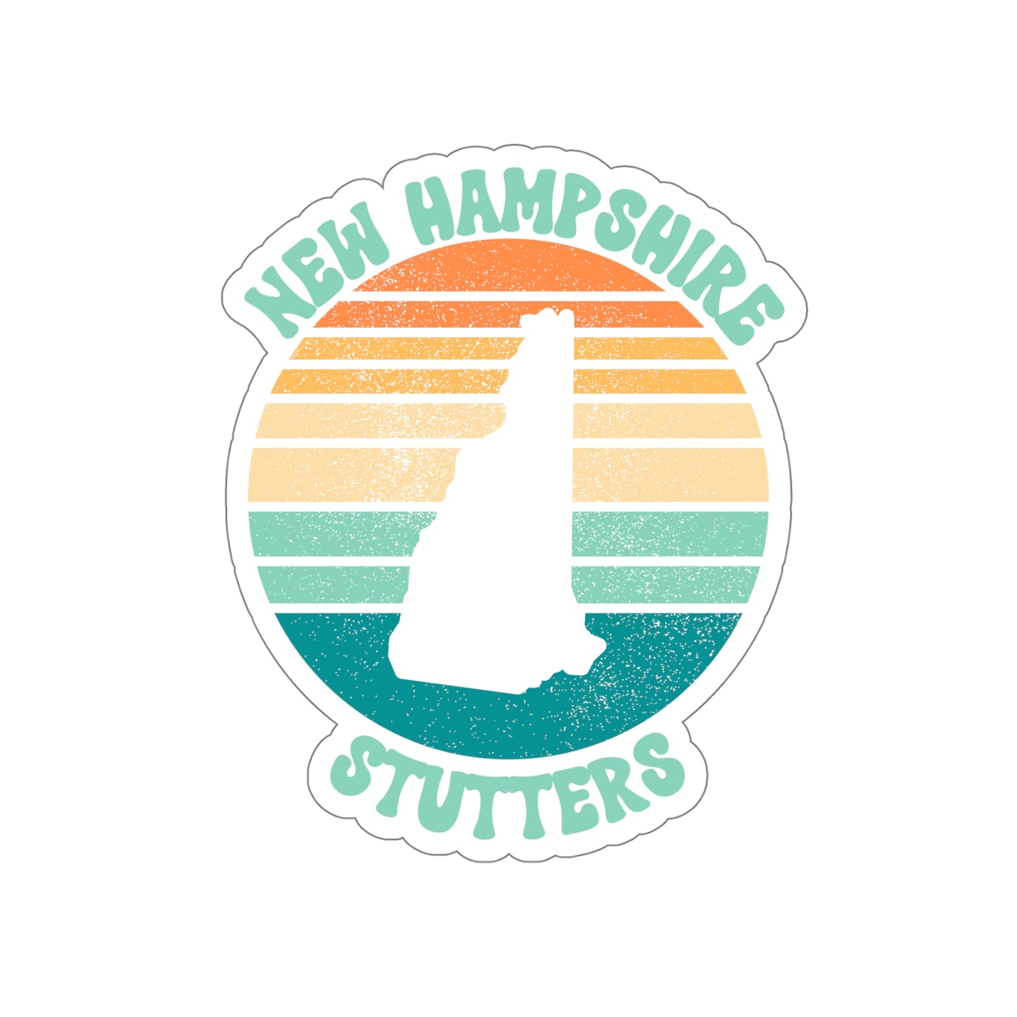 New Hampshire Stutters Retro Sun Sticker, 3", 4", 5" or 6"