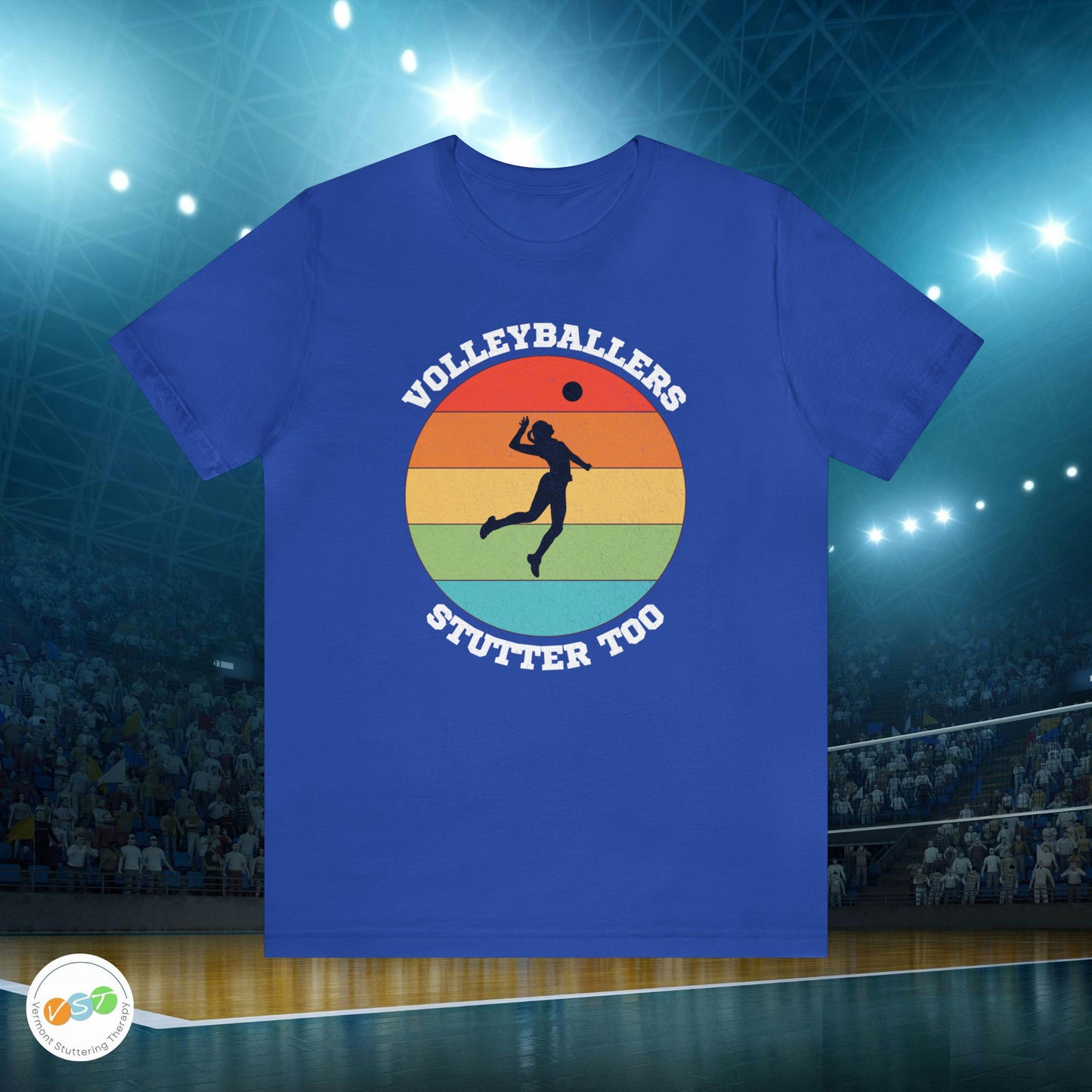 Volleyballers Stutter Too Retro Sun Spiking Vball T-shirt