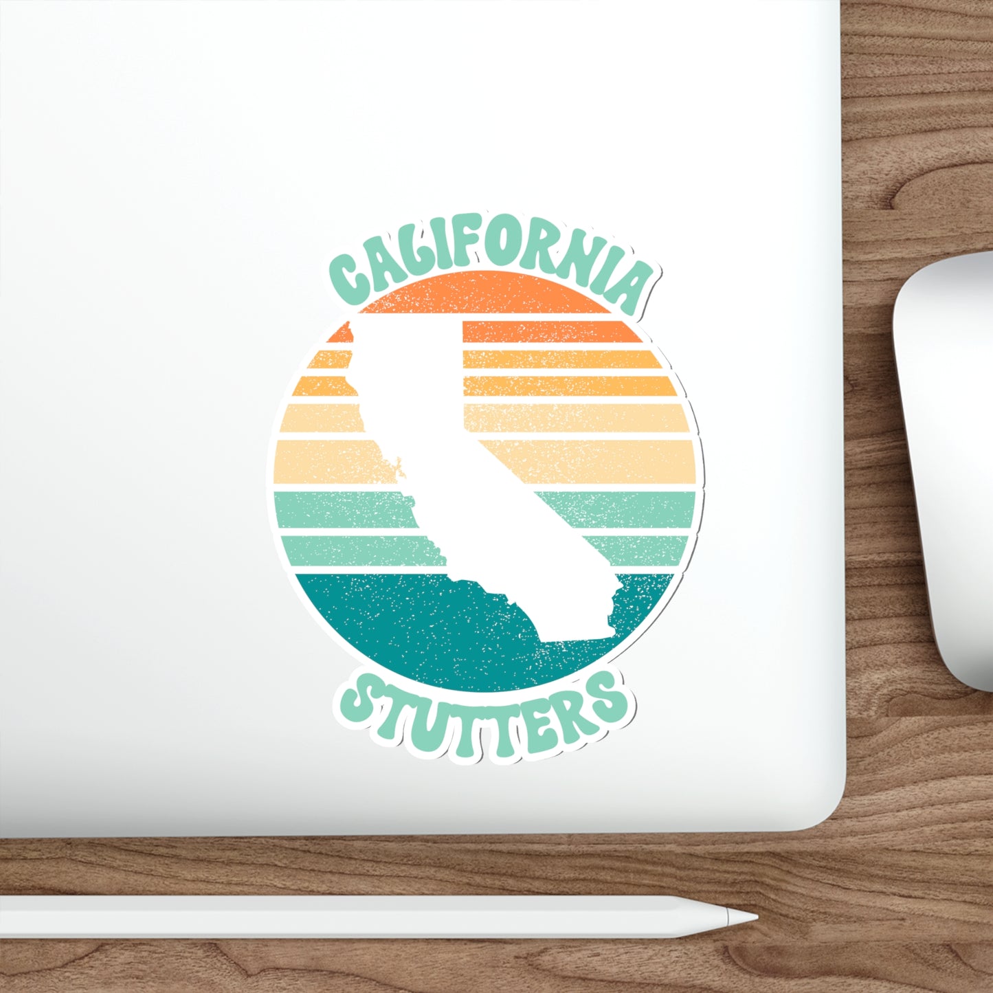 California Stutters Retro Sun Sticker, 3", 4", 5" or 6"