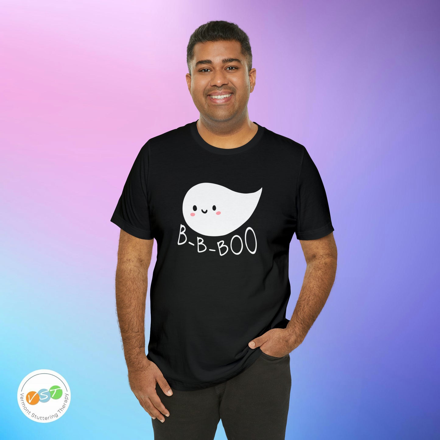 Stuttering Ghost B-B-Boo Halloween T-shirt - Adult