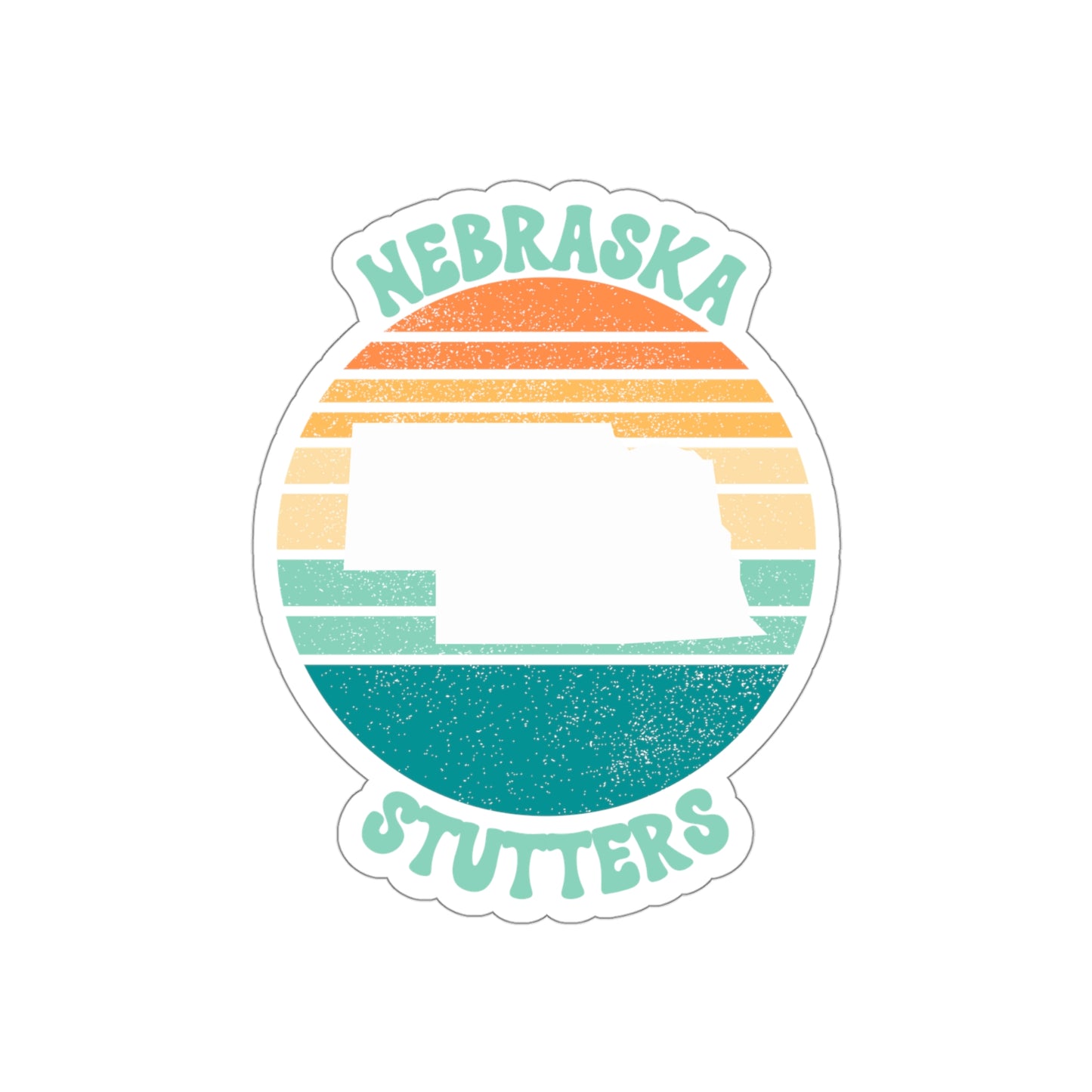 Nebraska Stutters Retro Sun Sticker, 3", 4", 5" or 6"