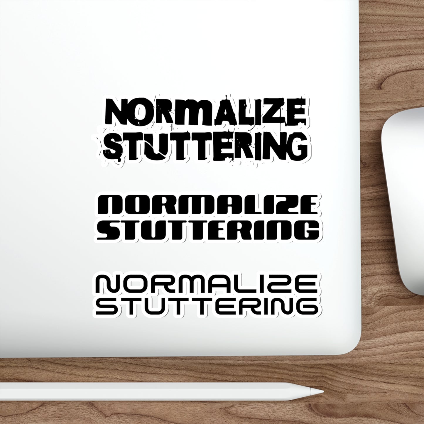 Sheet of 3 Black & White Y2K 90s Normalize Stuttering Stickers