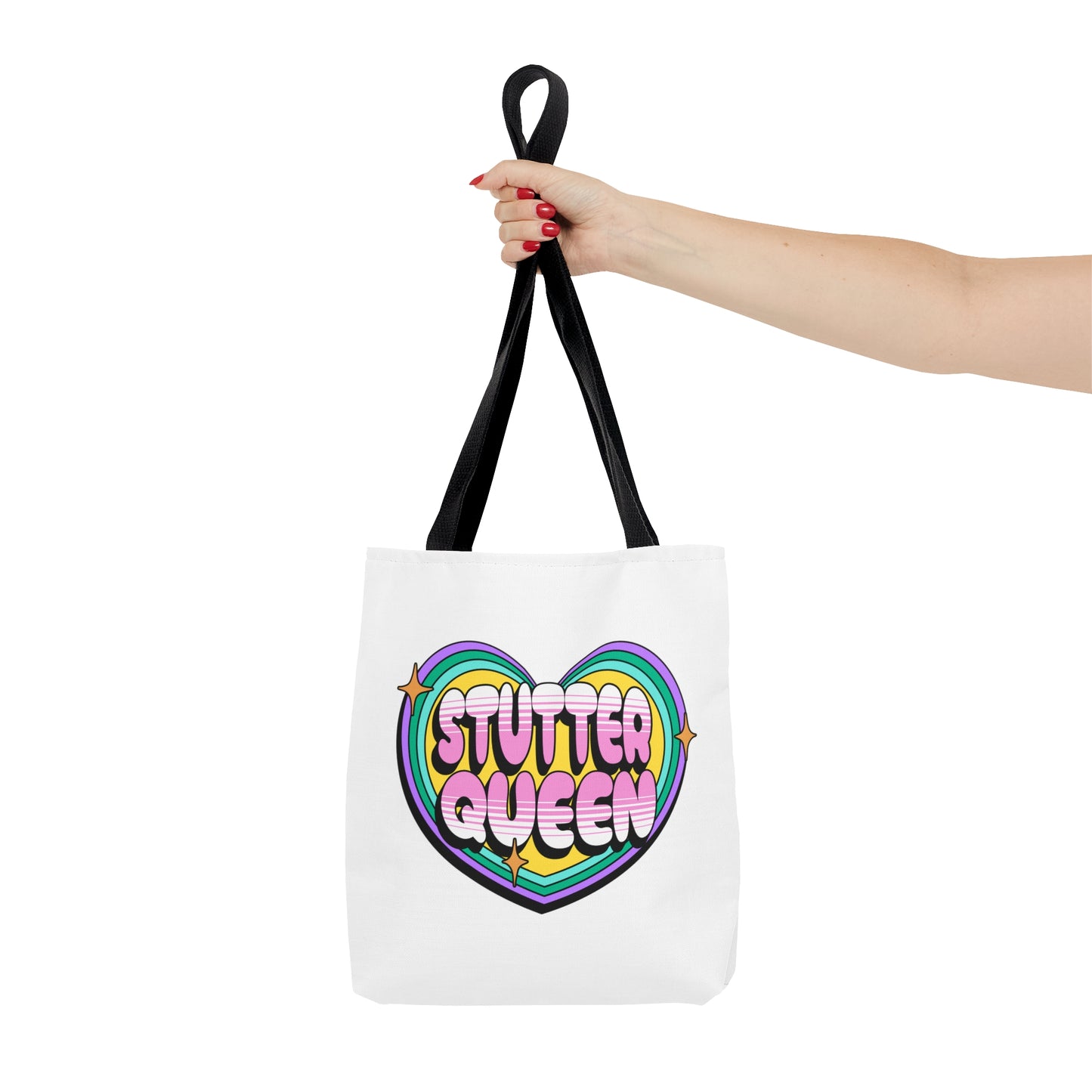 Stuttering Queen Cute Heart Tote Bag Gift for Woman Who Stutters